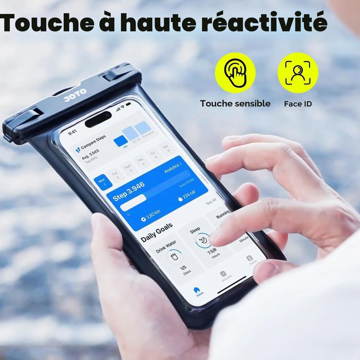 JOTO Housse Étanche Smartphone IPX8 7 Pouces Noir