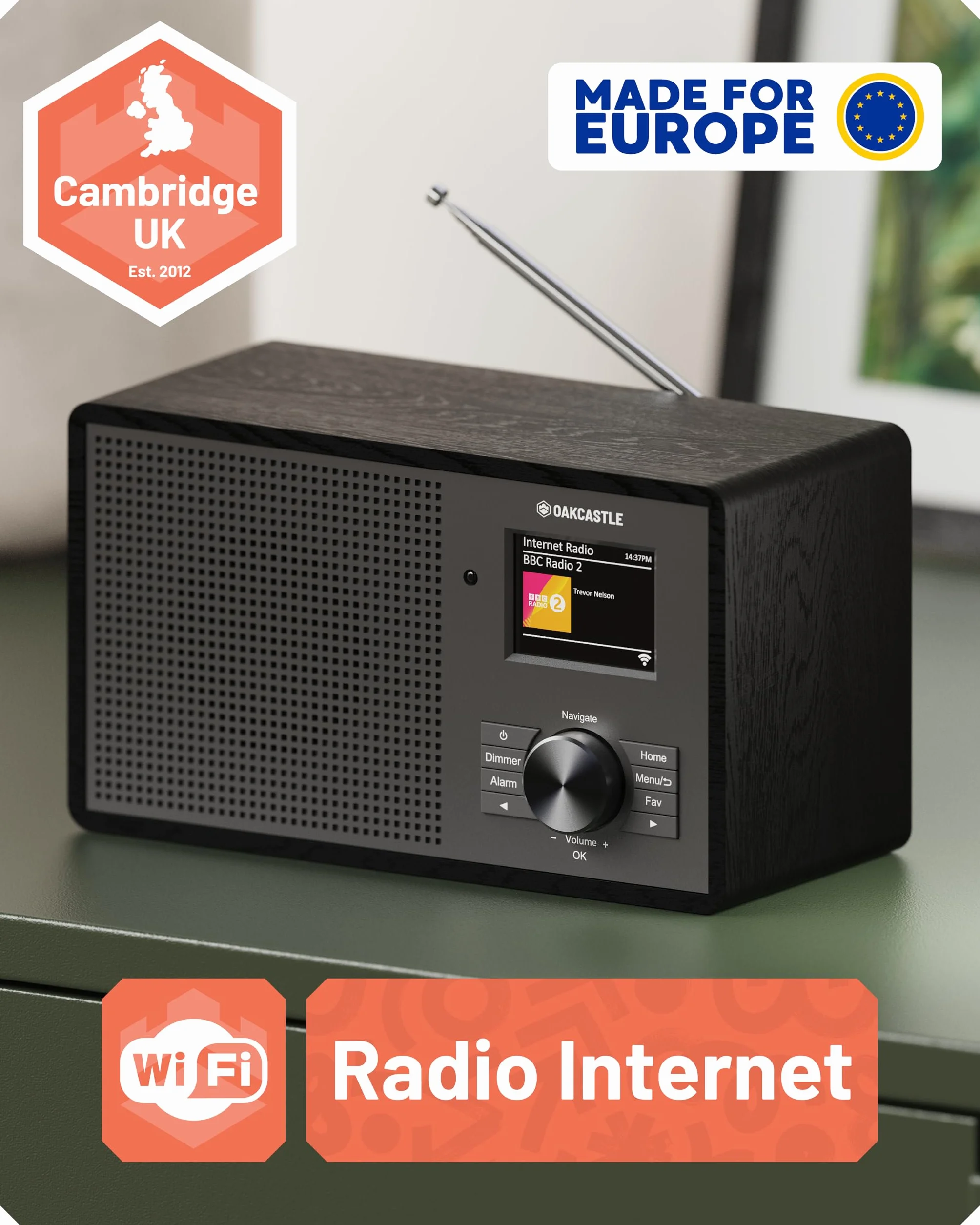 OAKCASTLE IR200 Radio Internet WiFi DAB+ FM Bluetooth 5.3 avec 90+ Préréglages et Télécommande