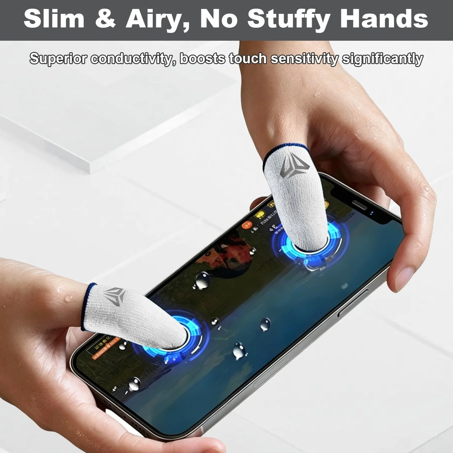 Gaming Finger Sleeves 8 Pièces, Protege Doigt pour Gaming Respirant et Anti-Transpiration pour Écran Tactile Protège-Doigts Haute Sensibilité pour PUBG/Out Mobile Gaming sur Android et iOS
