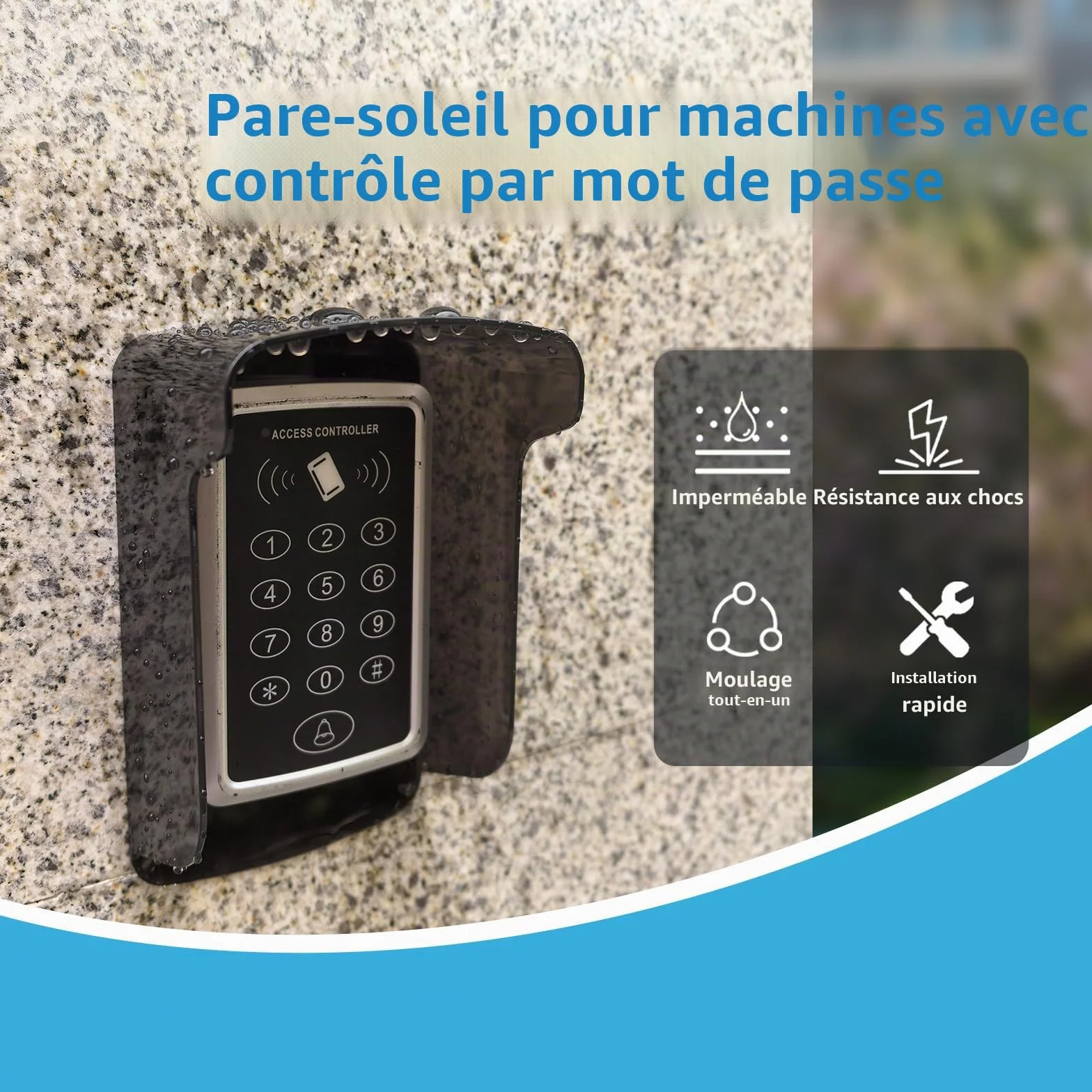 Vidéo Sonnette de Porte avec Protection Contre la Pluie et le Soleil, Sonnette de Porte avec Protection Contre la Pluie, Contrôleur d'Empreinte Digitale, Protection Contre la Pluie, Système de