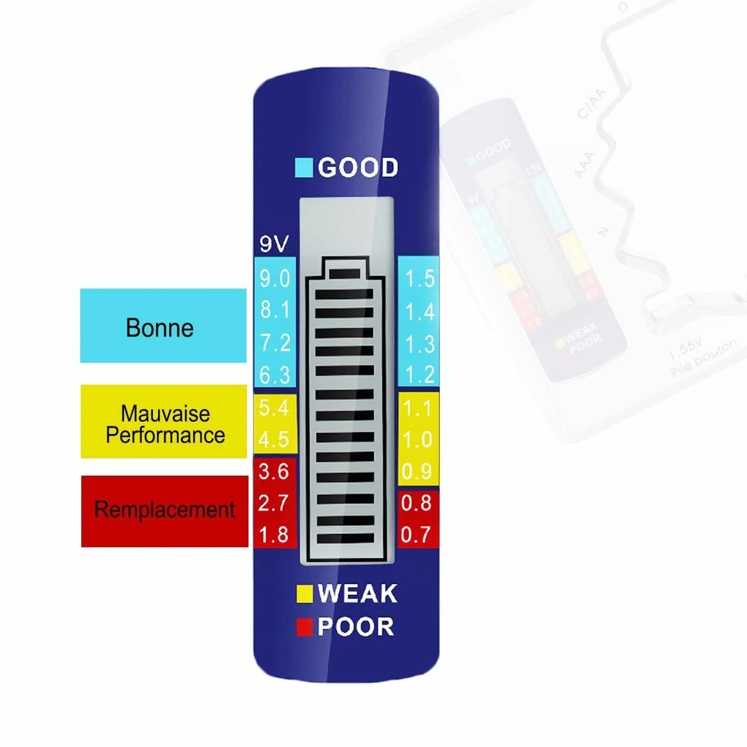 Treki Universel Testeur de Piles Numérique Digital pour AA AAA C D N 9V 1.5V Piles Bouton