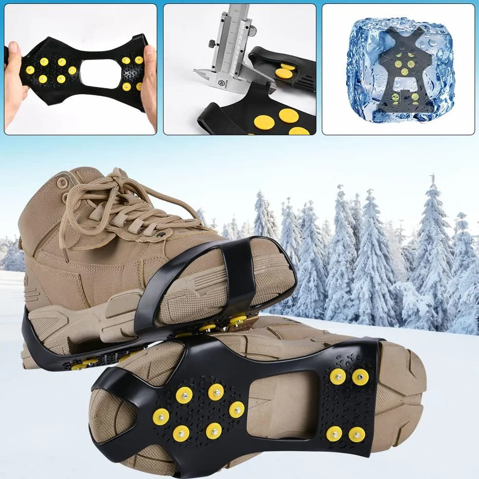 Flintronic Crampons à Neige Antidérapants en Acier Inoxydable pour Chaussures, Griffes à Glace Universelles