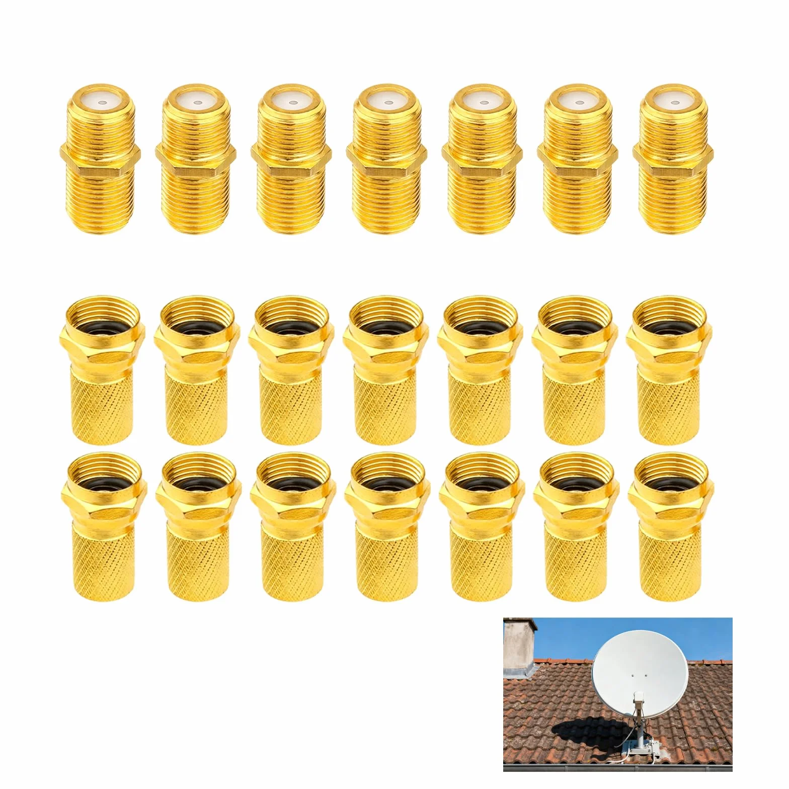 Fiche F Coaxial Raccord F Coudé, Adaptateur Câble Satellite, Adaptateur Cable Coaxial, Cable Antenne TV Raccord Prise, 7 Têtes De Câble F81 Et 14 Connecteurs RG6F