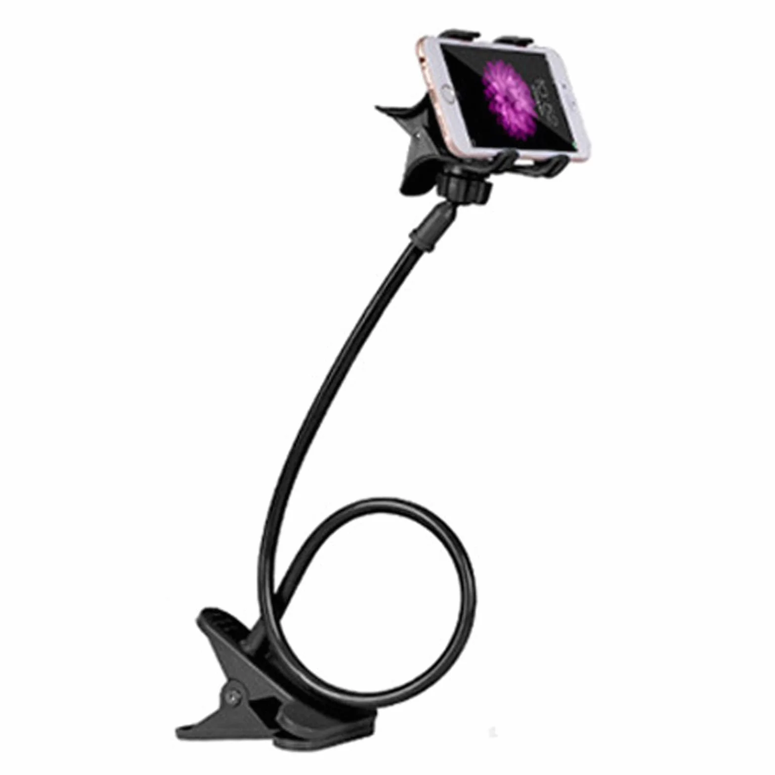 Support de téléphone portable à bras long pour bureau, table de chevet, support flexible et pratique, noir, 75 cm