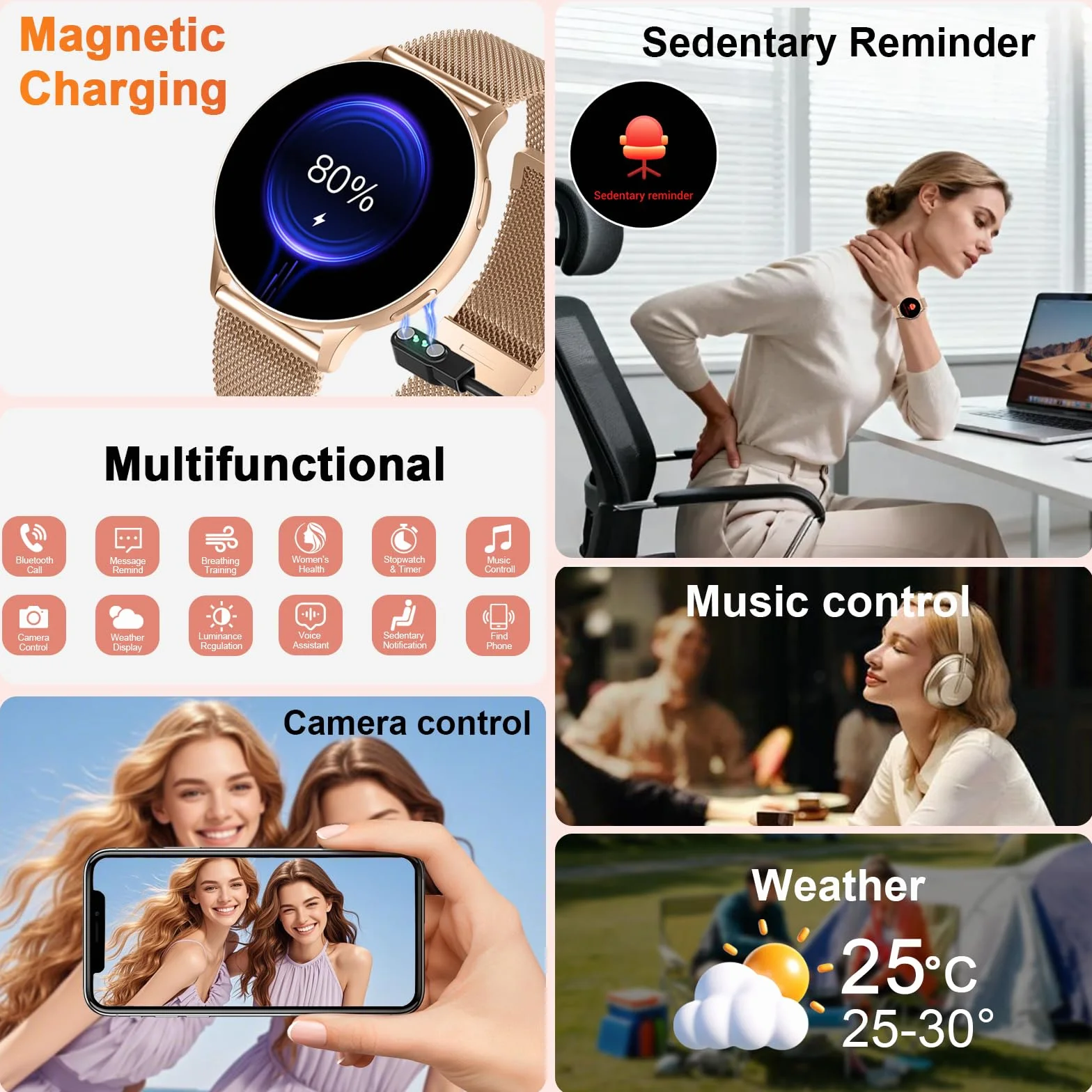 Montre Connectée Femme Appel Bluetooth 1.32" Smartwatch Fréquence Cardiaque SpO2 Sommeil 120+ Modes Sport IP68 Étanche Fitness Podomètre Compatible Android iOS