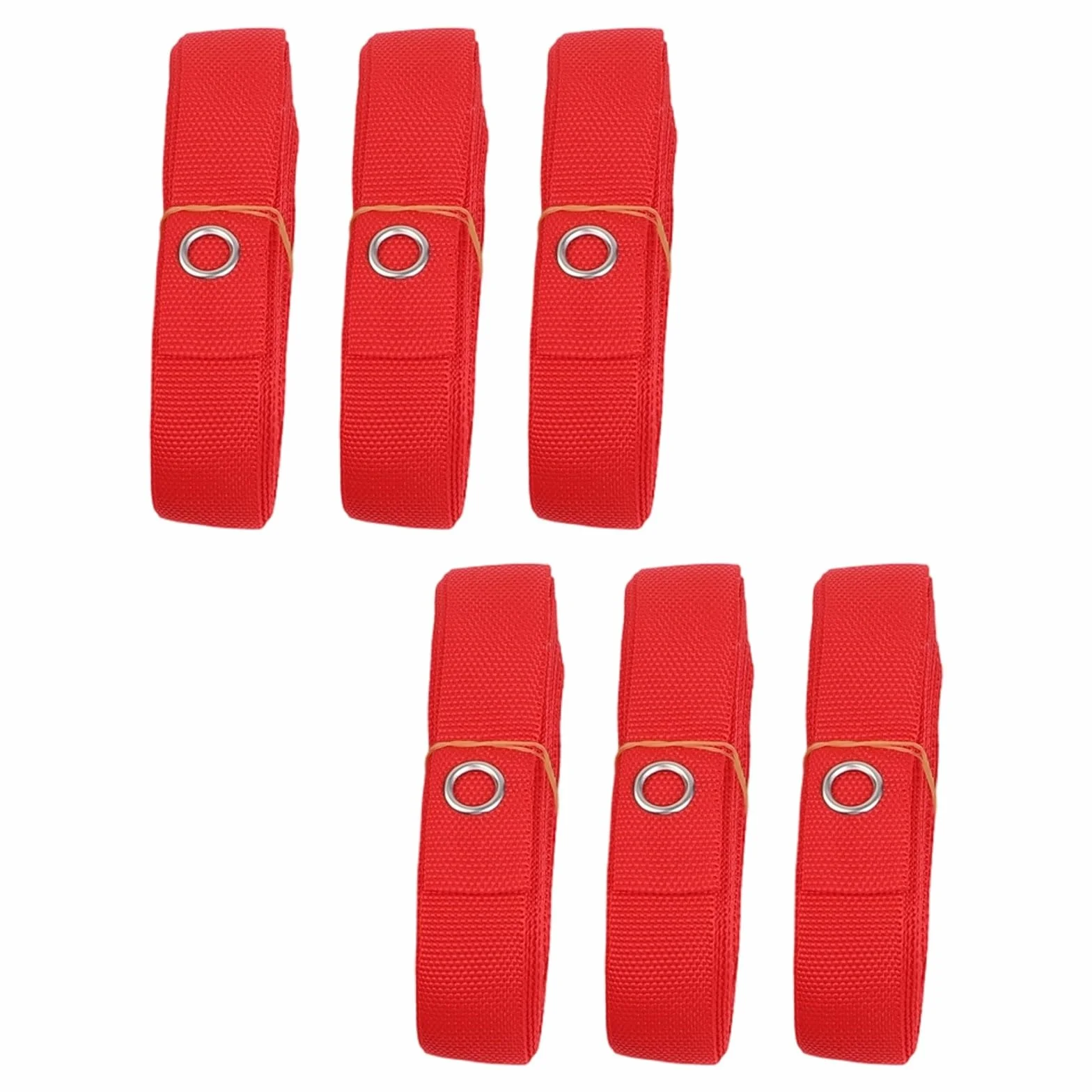 Lot 6 bandes délimitation terrain nylon 8x16 m piquets cordes rouges 2,5 cm large jeux plein air