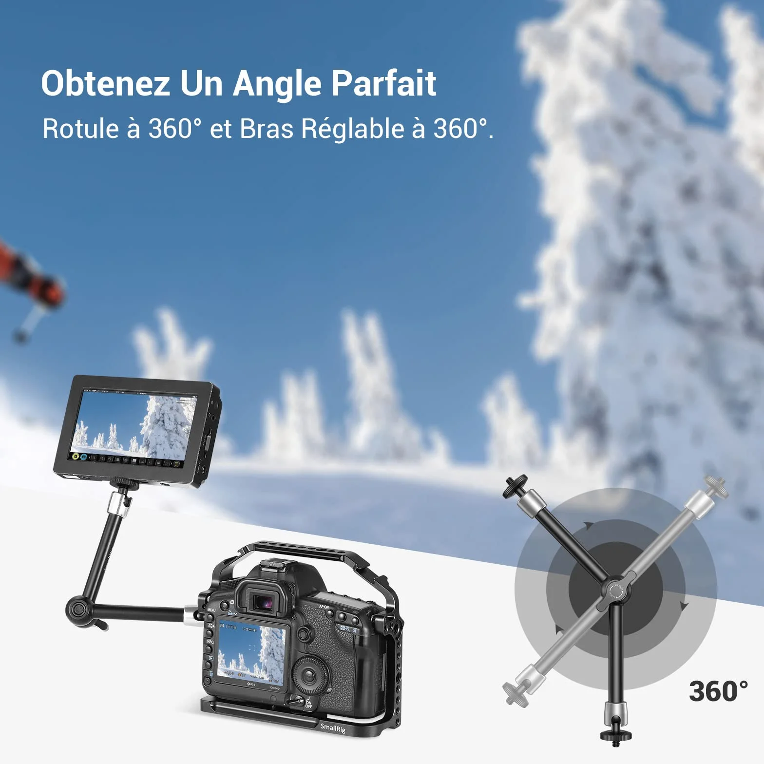 (Version Mise à Jour) SMALLRIG Bras Articule Magic Arm 10 Pouces Bras de Friction Reglable pour Moniteur LCD LED Light Caméra DSLR Rig - 2066B