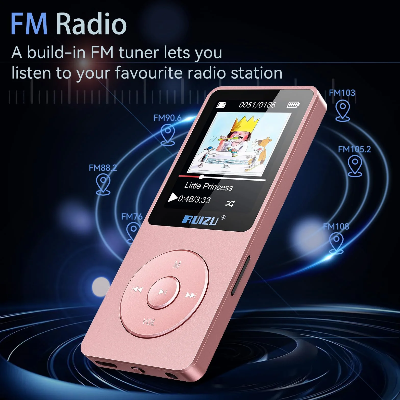 Lecteur MP3 32 Go Bluetooth 5.3 écran 1,8" autonomie 80 h