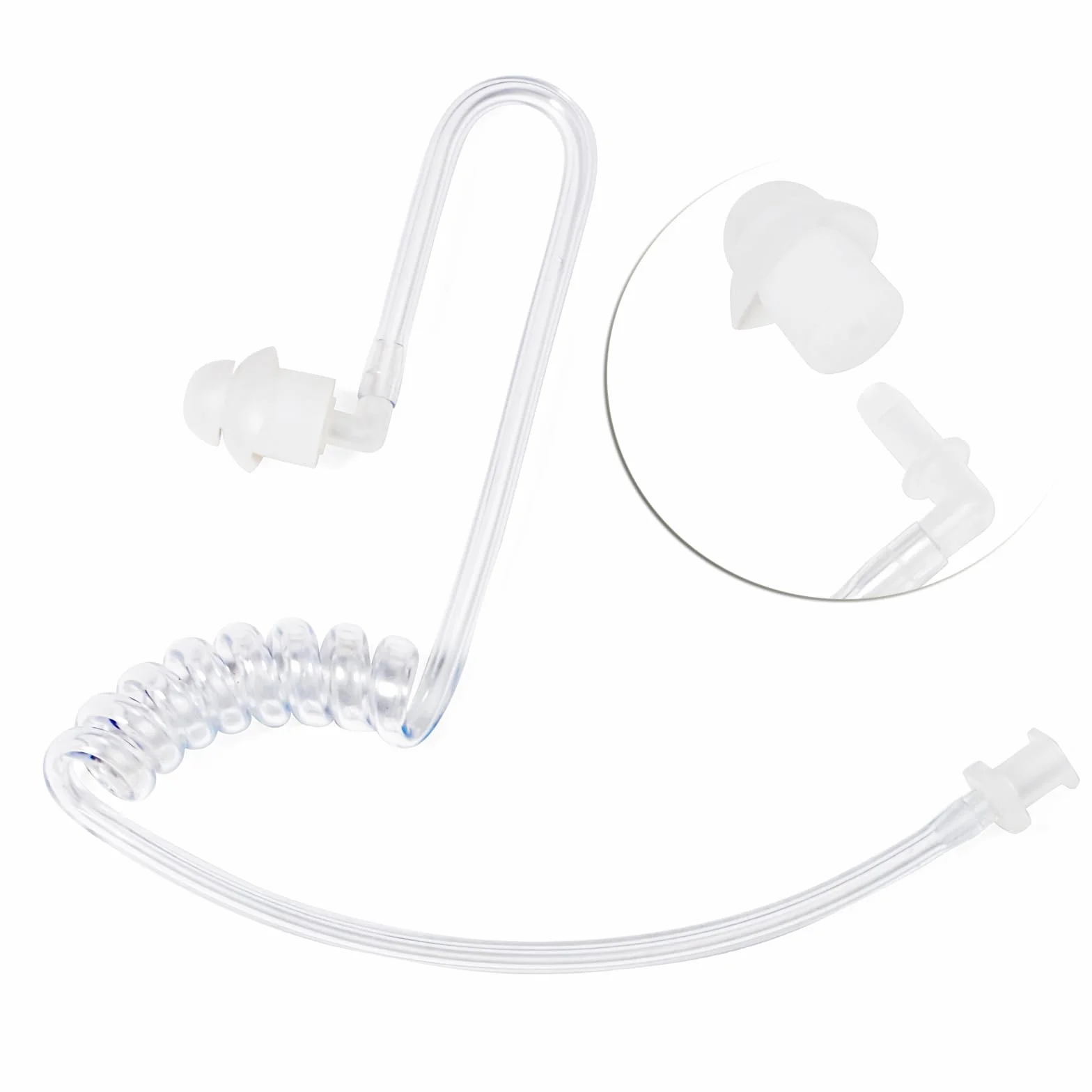 HYS Oreillette Écouteurs Intra-Auriculaires avec Tube Acoustique, 3,5 mm, Transparent, avec Clip de Fixation, Casque de sécurité pour Radio (Noir, écouteurs + 1 tête Champignon Plus Longue)