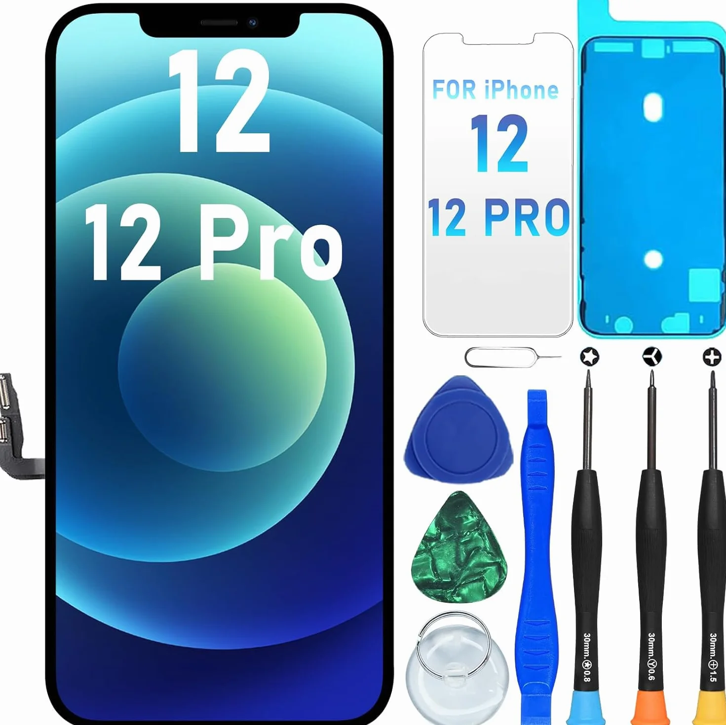 DIGI4U Écran pour iPhone 12/12 Pro LCD, True Tone Display Face ID Écran Tactile 3D de Remplacement pour iPhone 12/12 Pro avec kit de réparation
