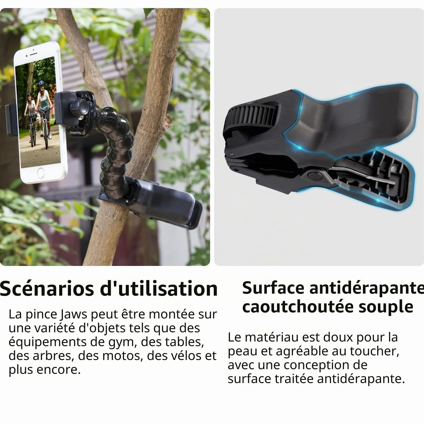 Suptig Support Téléphone Col de Cygne Pince Serrage Compatible iPhone 17 16 15 14 Plus 13 Pro XS Max XR X 8 7 6 6S Plus 10,2-17,8 cm