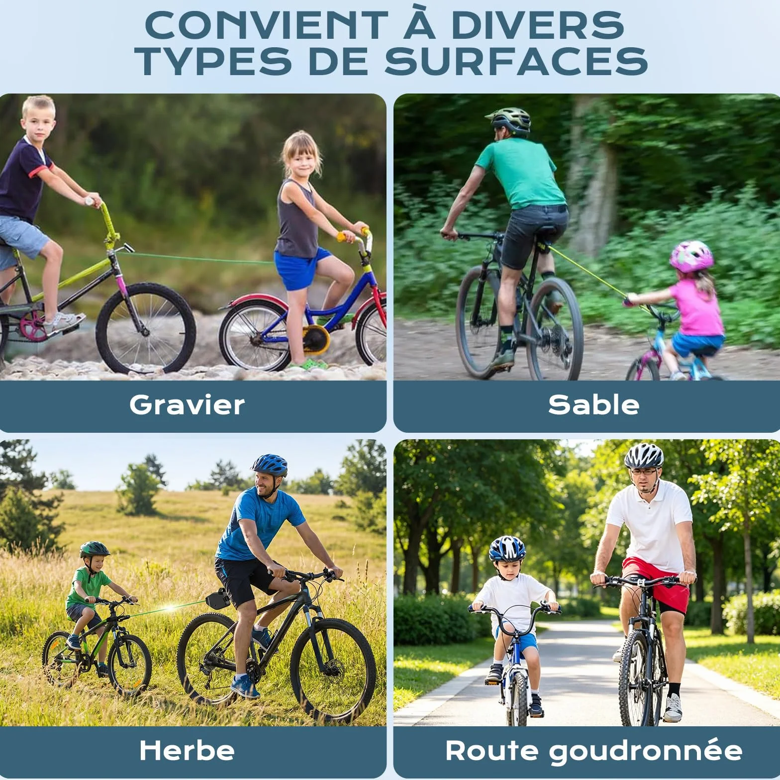 Corde de Remorquage Vélo Enfant 2,5m Vankarr Compatible Universel Enroulement Automatique