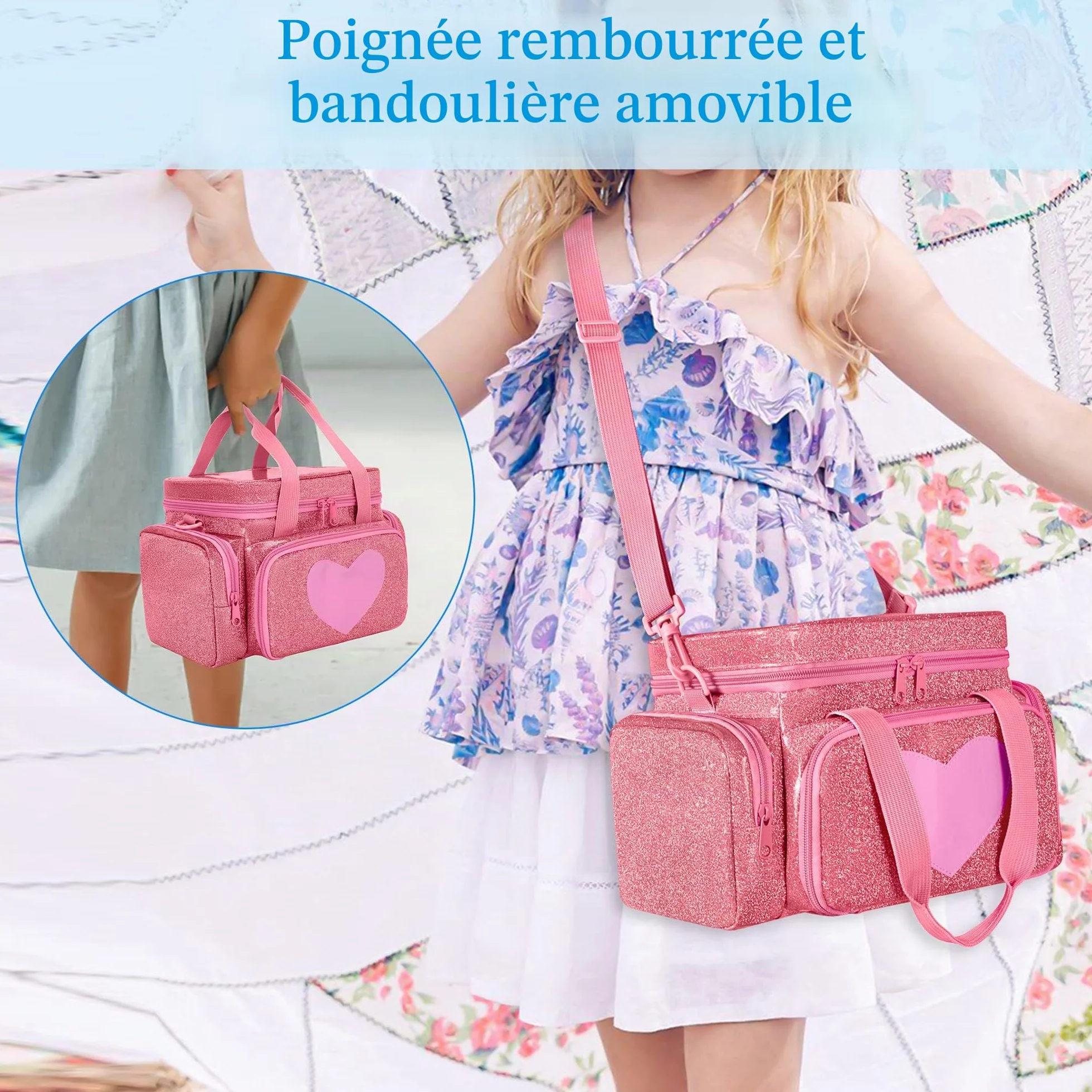 Sac de Transport Compatible Tonie 2/1 Rose, Sac de Rangement pour Lecteur Audio avec Poignée et Bandoulière
