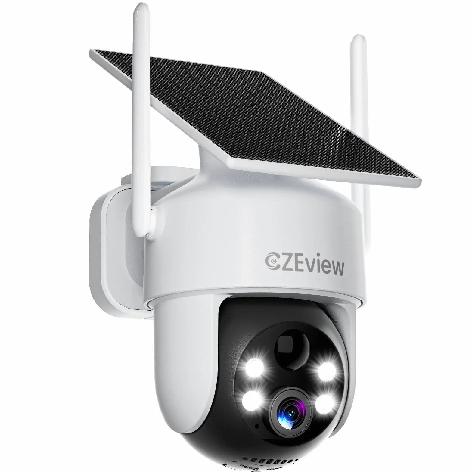 CZEview 2K/4K Camera Surveillance WiFi Extérieure Solaire sans Fil, System d'Alarme, 360° Caméra Exterieure Batterie, Détection Mouvement, Vision Nocturne en Couleur (Blanche, 2k)