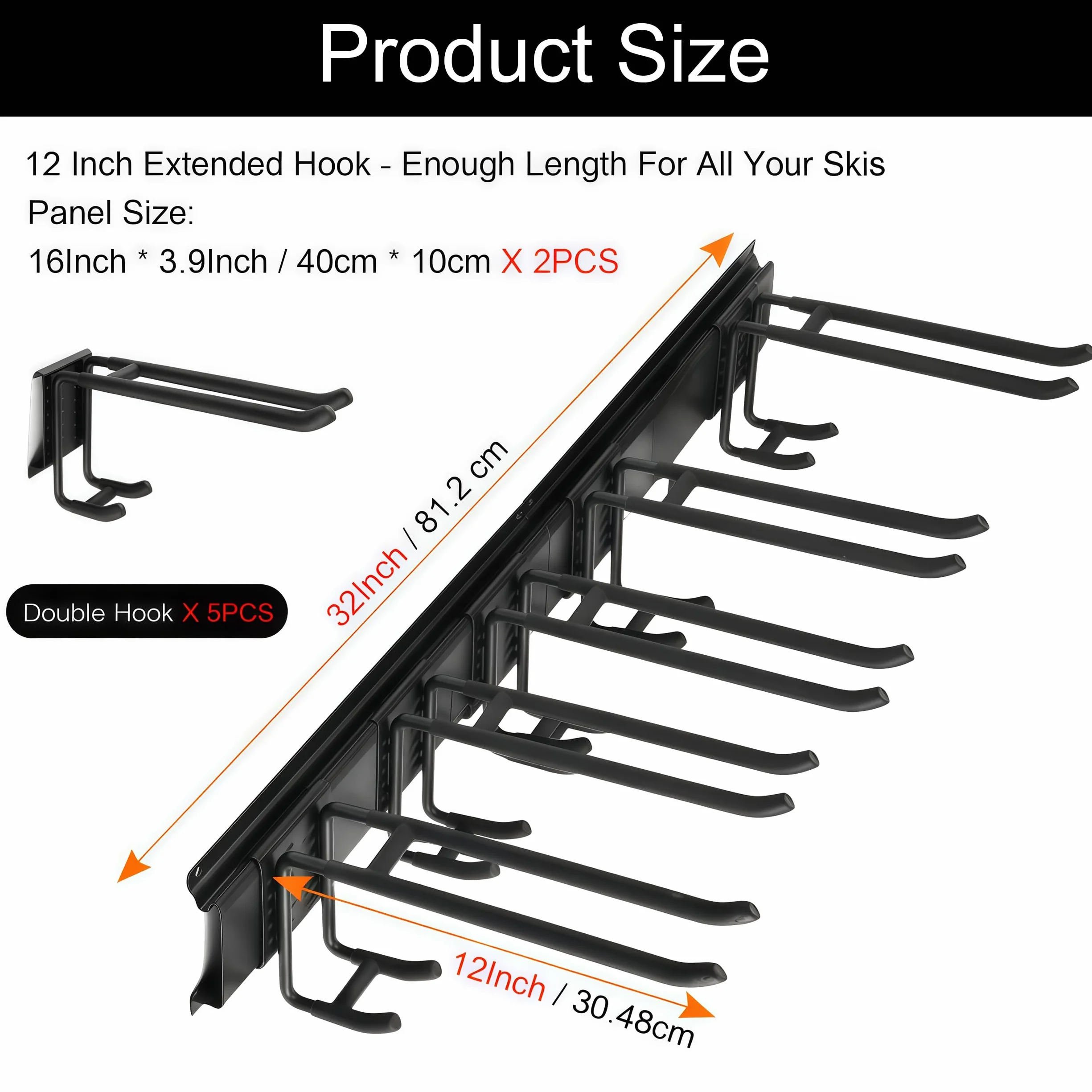 Support mural pour 10 paires de skis et snowboards 136 kg