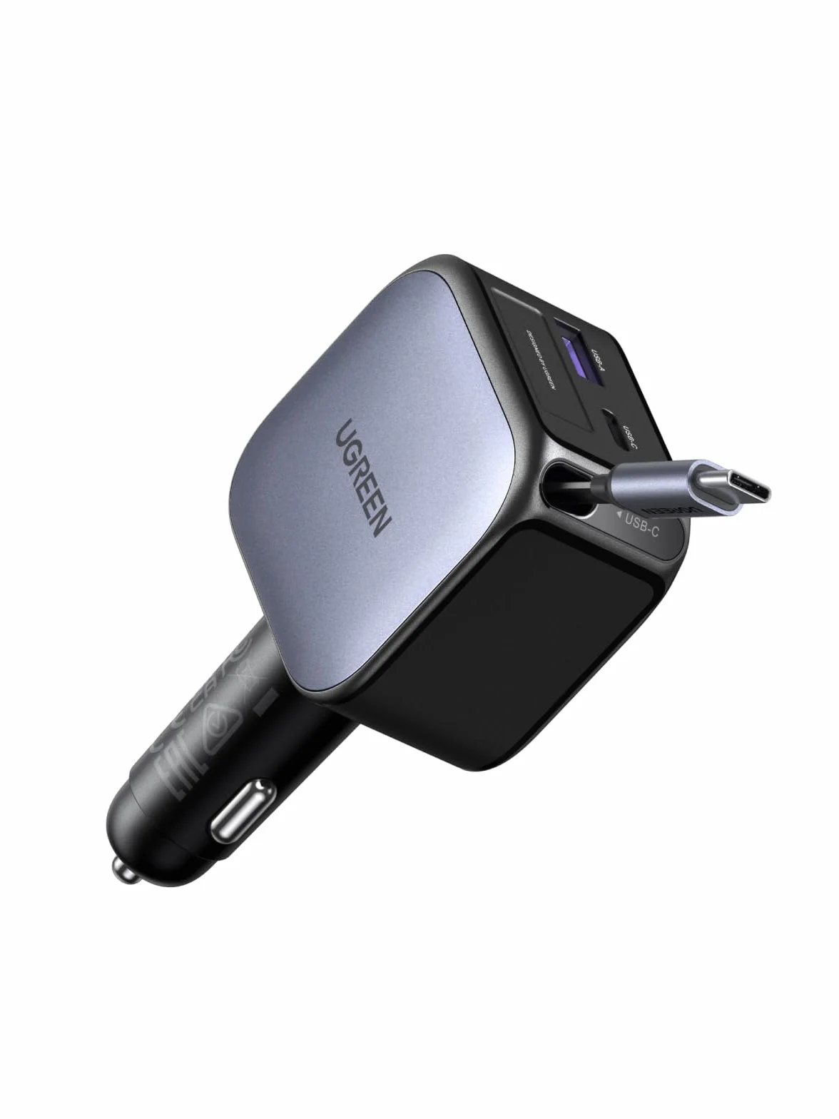 UGREEN Nexode 60W Chargeur Allume Cigare USB C Rétractable PPS PD QC 3.0 Chargeur Voiture Charge Rapide Compact Compatible avec iPhone 17 Pro Max Air 16 15 14 13 12 Galaxy S26 Ultra S25 iPad Pro Air