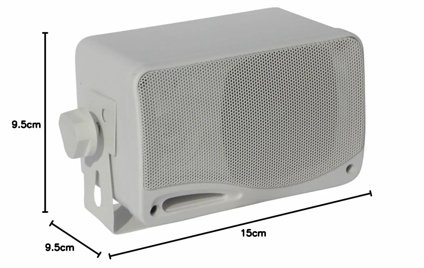 KIT Set pour Pyle PLMR24 2 Enceintes d'écoute universelles, Blanches, étanches, 200 Watts rms et 400 Watts Max, pour Plage, Bar, Restaurant, Bateau, annexe, par Paire + Supports et câbles offerts