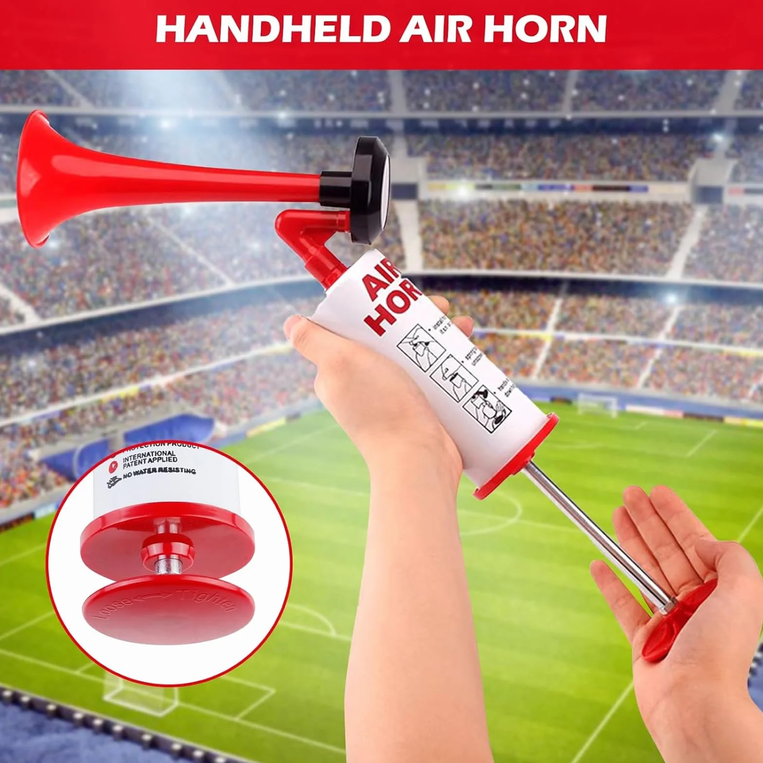 Klaxon à Air Comprimé en Métal 2 Pièces, Pression d'air Portable Fanfare pour Football Bateau Voiture