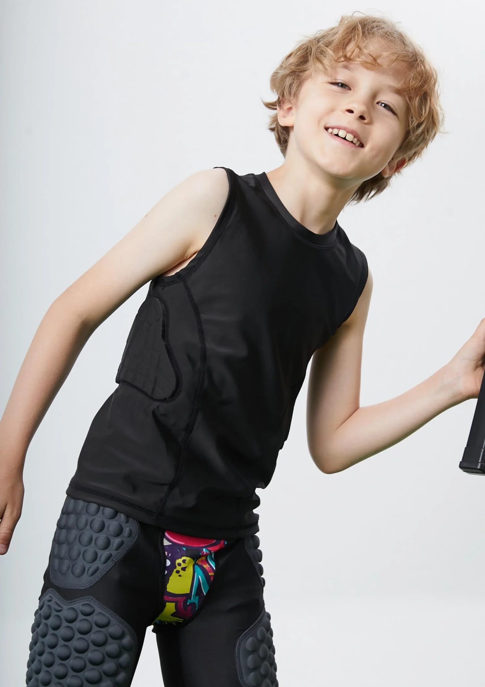Maillot de football rembourré pour enfant avec protections côtelées