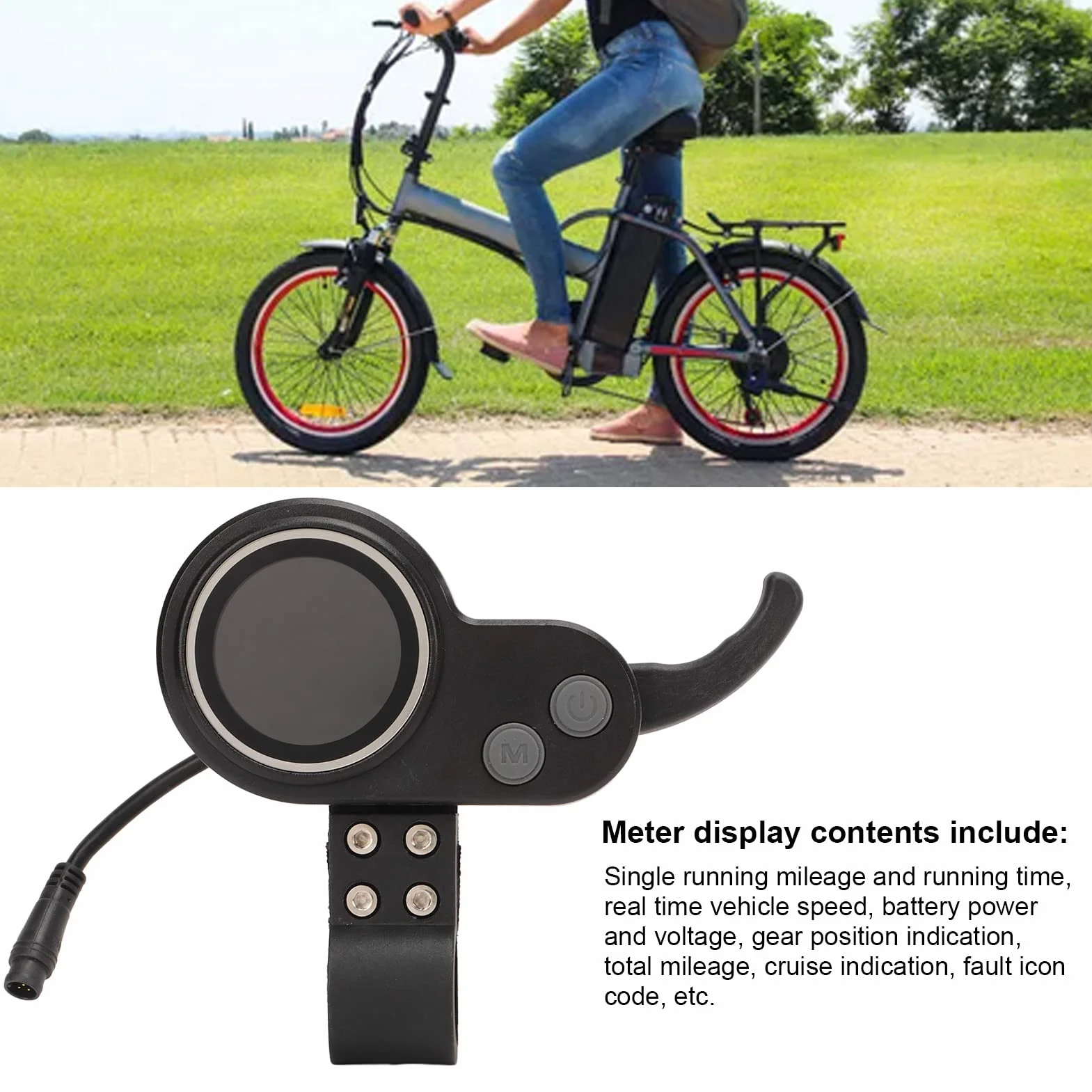 Écran LCD Vélo électrique 2 en 1 Scooter électrique Compteur Accélérateur Prise étanche