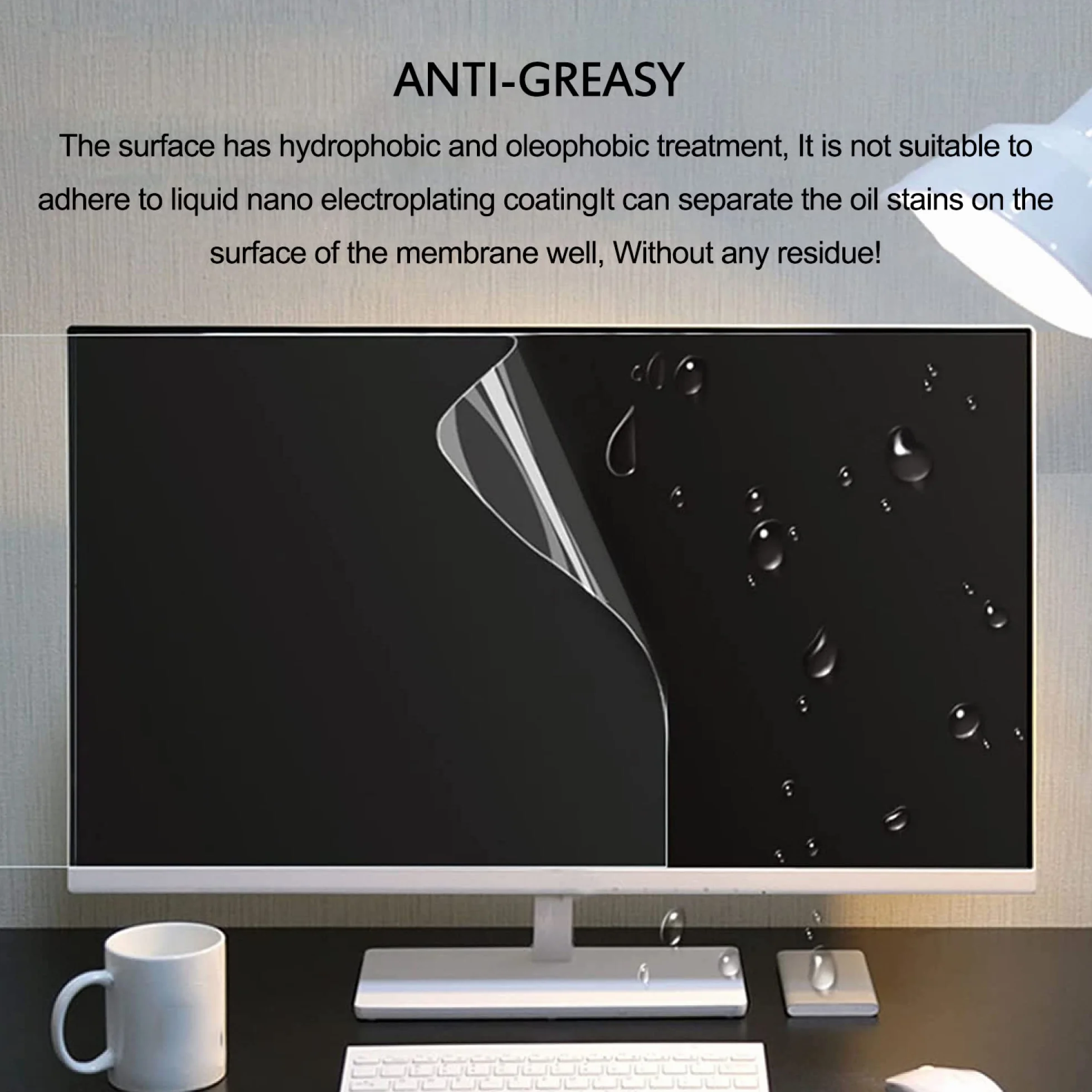 Protecteur D'écran TV LCD Mat 4H Anti-Reflet 90% Anti-Lumière Bleue 32 Pouces 698x392mm