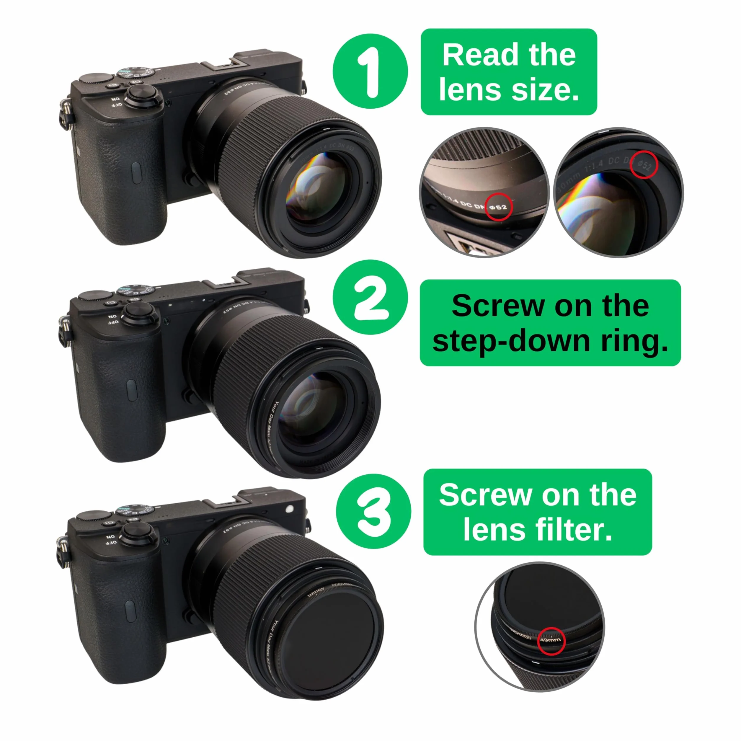 Step Down Ring, Ø 58 à 55 mm de diamètre, Compatible avec Les objectifs de Fabricants tels Que Canon, Sony, Nikon, Fujifilm, Adaptateur de Filtre pour Objectif d'appareil Photo, Step-Down Ring alu