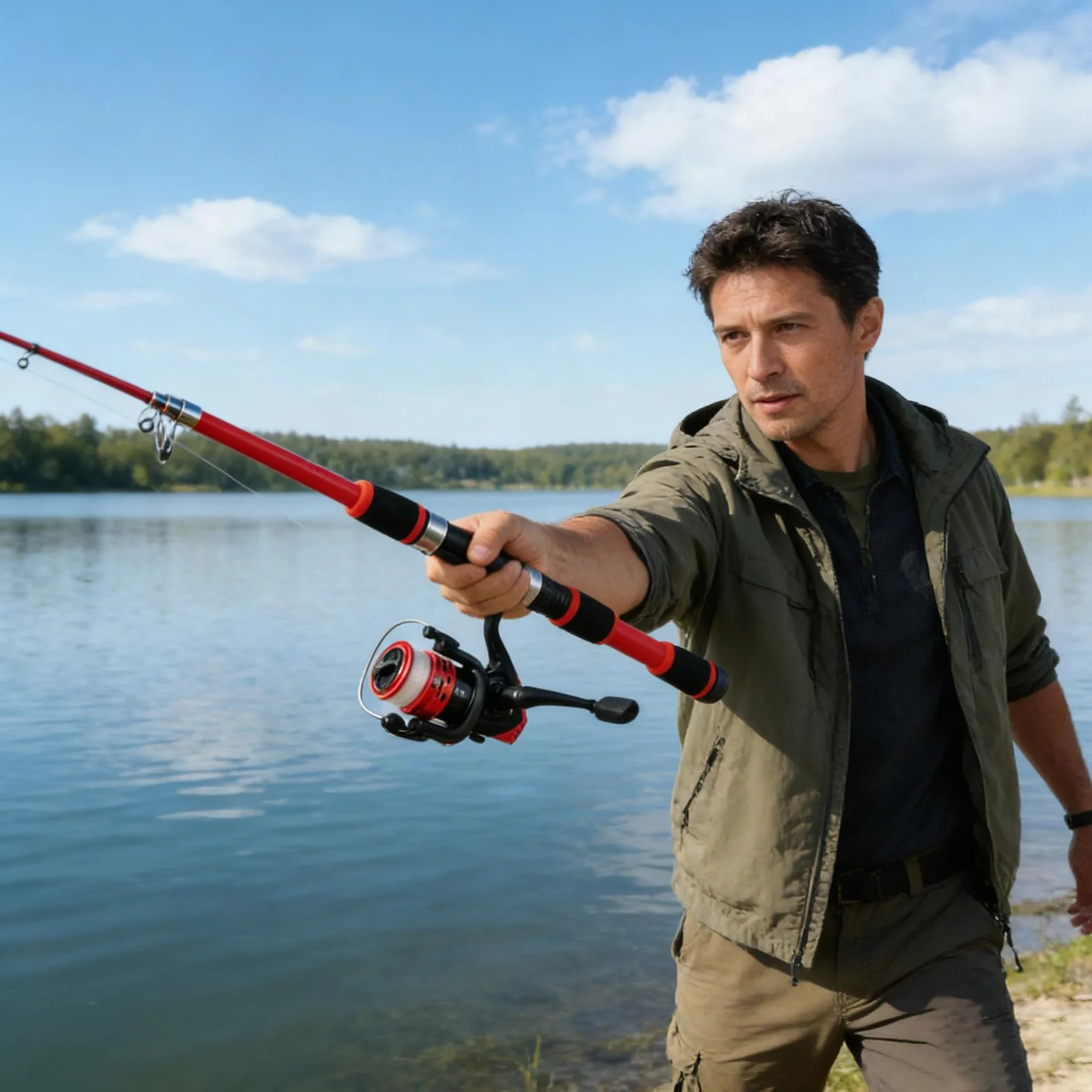 Kit de pêche pour enfants 1,8 m canne télescopique avec moulinet et appât 3-10 ans