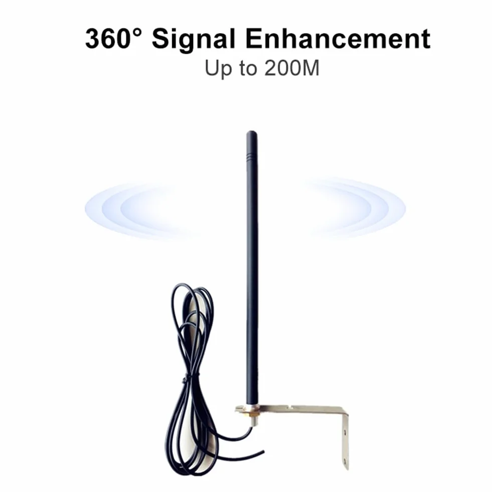 Antenne Universelle 433Mhz Antenne Noire pour Porte Garage Amplificateur de Signal Radio Répéteur Extérieur Étanche 433.92Mhz Gate Control Antenne