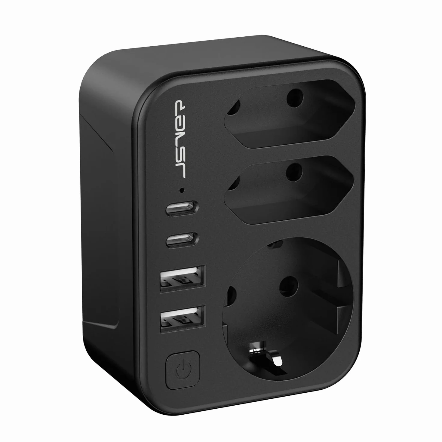 JSVER Adaptateur de Voyage 7 en 1 France vers États-Unis Canada 4 Ports USB 2A+2C Prises Type B Noir
