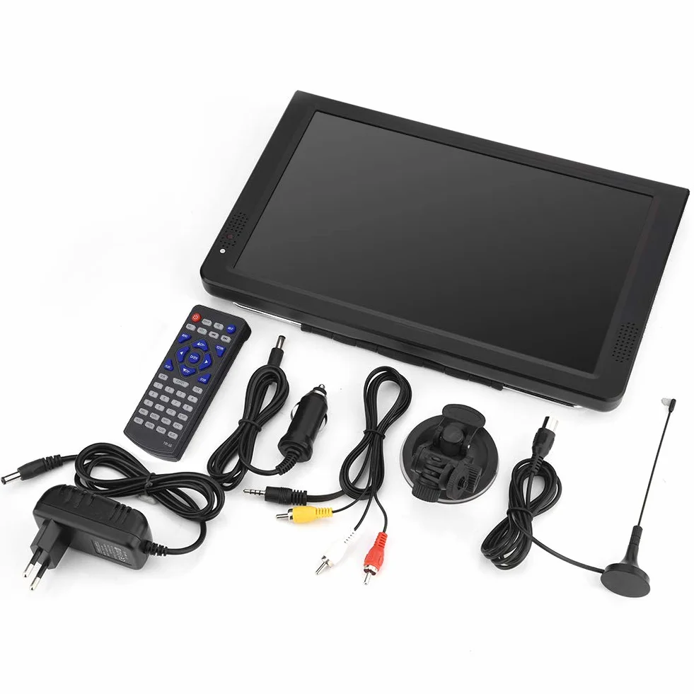 VBESTLIFE T / T2 Téléviseur Portable 12 Pouces, avec Ecran LCD Haute Résolution 1280 * 800 Téléviseur Numérique Support Alimentation Secteur, Adaptateur Allume-Cigare 12V etc(EU)