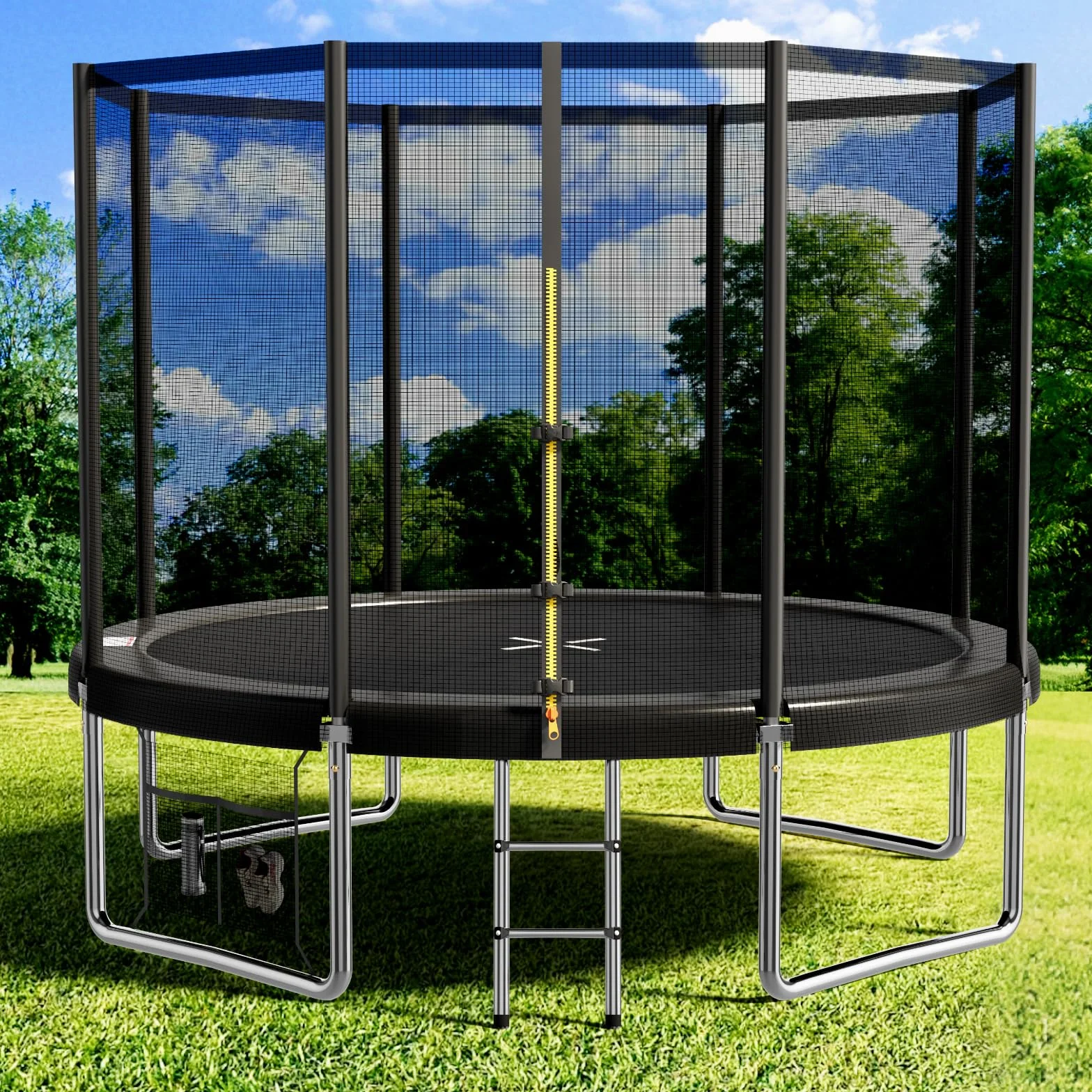 Devoko Trampoline Extérieur Ø183-427cm, Trampoline de Jardin Robuste, Cadre en Acier Galvanisé