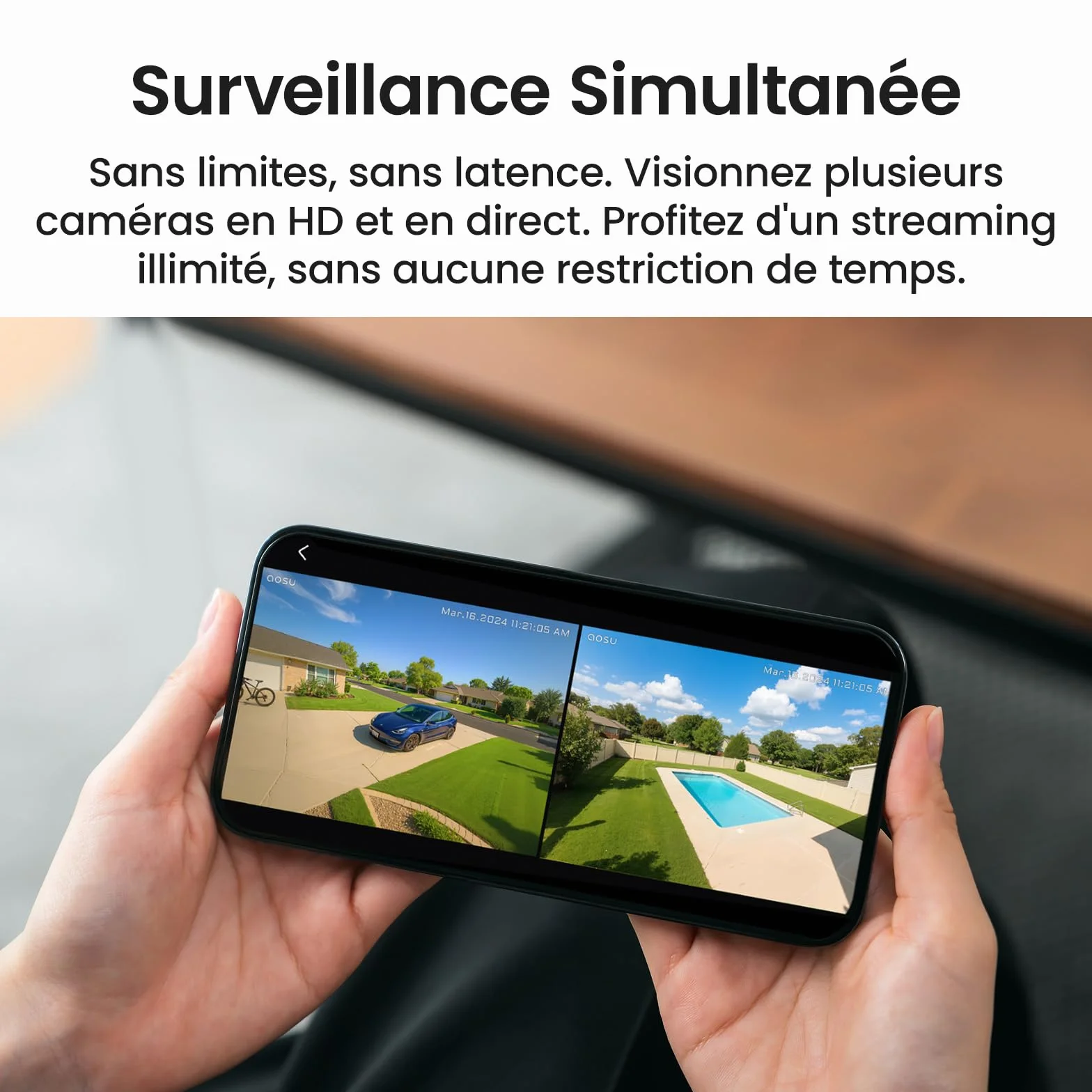 aosu 4K T2 Ultra Camera Surveillance WiFi Exterieure sans Fil Solaire, 2 Cam-Kit & aosuBase 2.0, 8MP Vision Nocturne, sans Abonnement, 32 Go Local & 1 to Extensible, 360° Panorama Suivi IA, 5G/2,4G