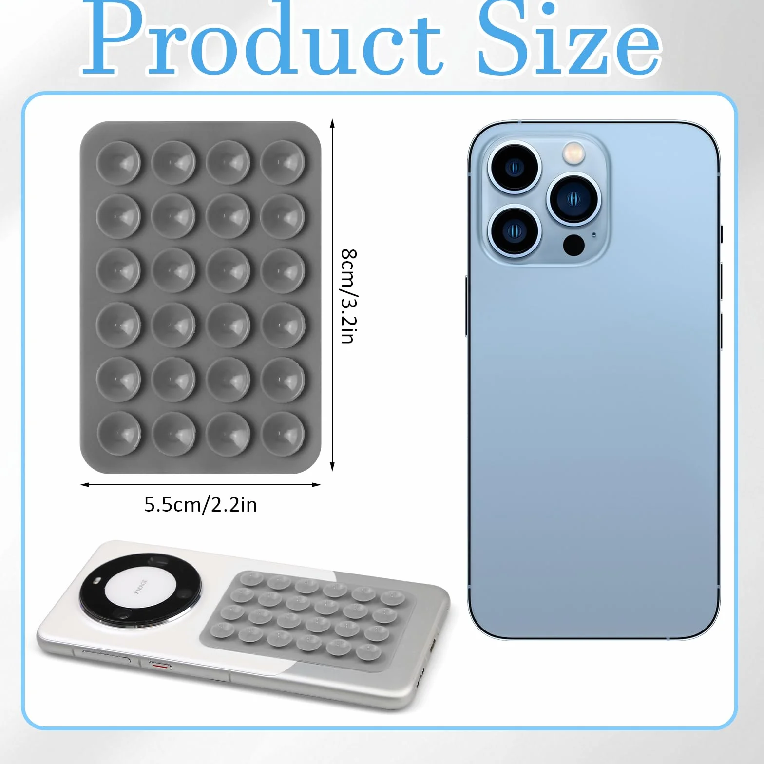 Ventouse Silicone Téléphone Portable, Support Carré Adhésif (6 Pièces, Multicolore)