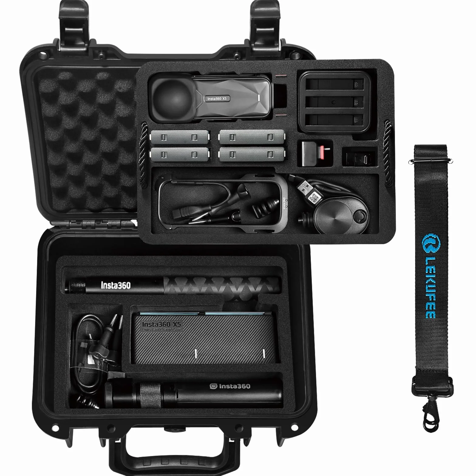 Étui de Transport Rigide Étanche LEKUFEE pour Insta360 X5, X4 Air, X4/X3 Caméra d'Action et Accessoires