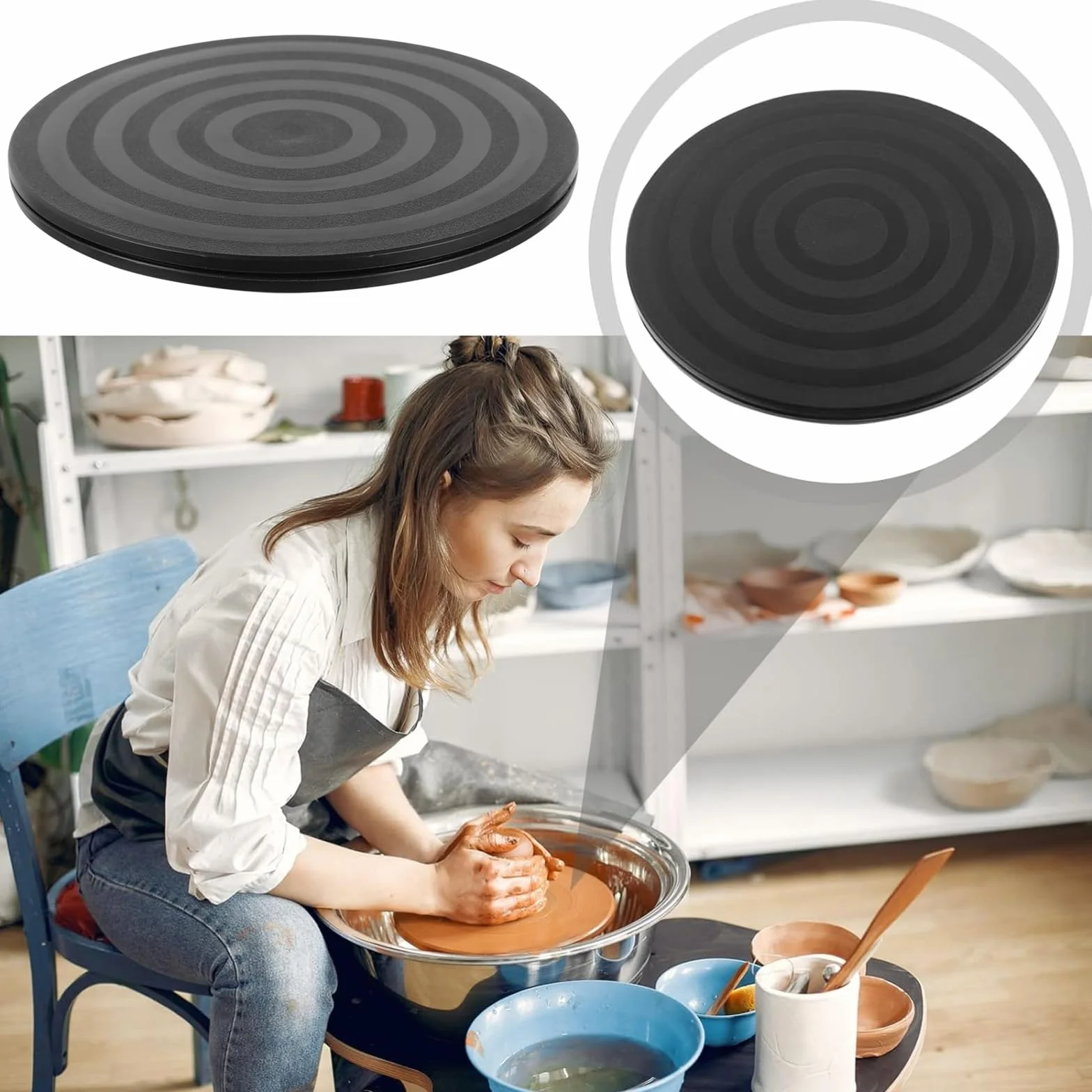 2 PCS Plateau Tournant Universel de 20 cm, Rotatif à 360°,Capacité de Charge du Plateau tournant TV 20KG, pour Les Plantes en Pot, Les Haut-Parleurs, Les Ordinateurs Portables, Les Moniteurs, Les T