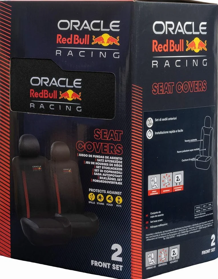 RED BULL Racing Ensemble 6 Housses Siège Auto Powerbar Noir Rouge