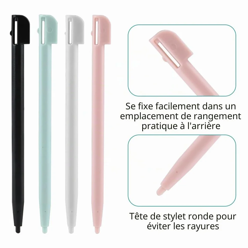 Stylets tactiles pour NDS DS Lite DSL NDSL - Pointe en plastique - Touchpen (4 couleurs)