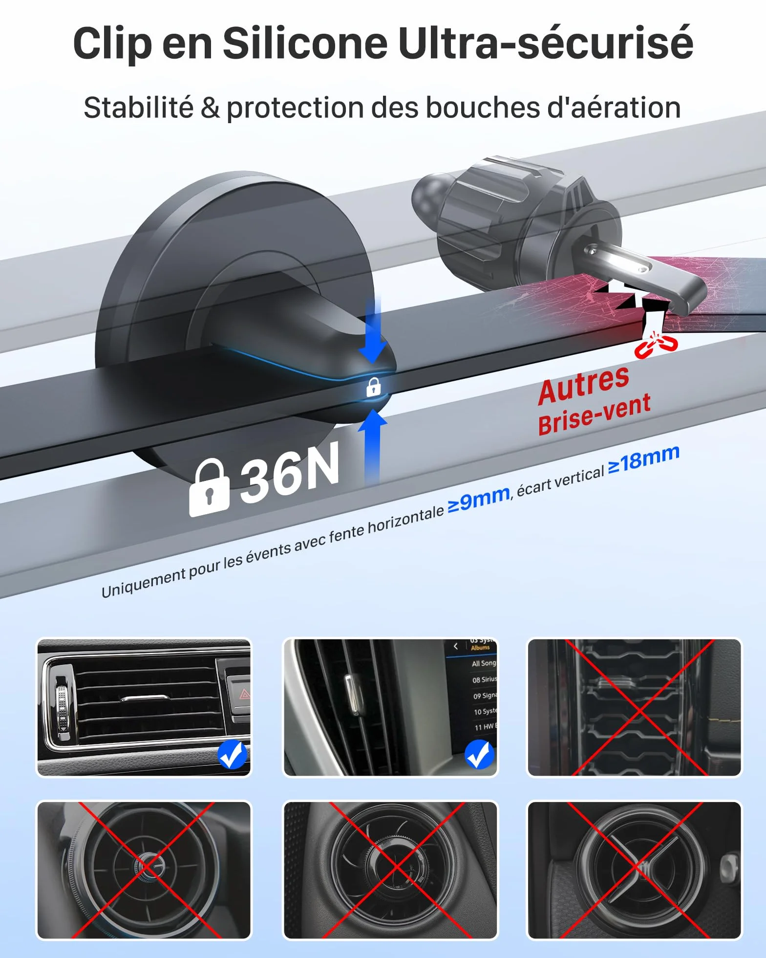 YOSH Support Telephone Voiture Magnetique, [Magnétisme Puissant] Porte Téléphone Voiture Aimanté pour iPhone 16 15 14 Pro Max Plus, Samsung Huawei Xiaomi & Android Smartphone [avec Plaque de métal]