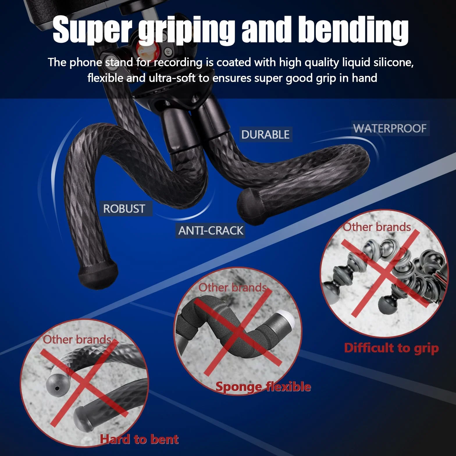Lammcou Trépied Smartphone Flexible Mini Trepied Appareil Photo Go Pro Gorilla Octopus Trepieds Reflex Portable Voyage pour Vlogging Caméra DSLR Mini Tripod