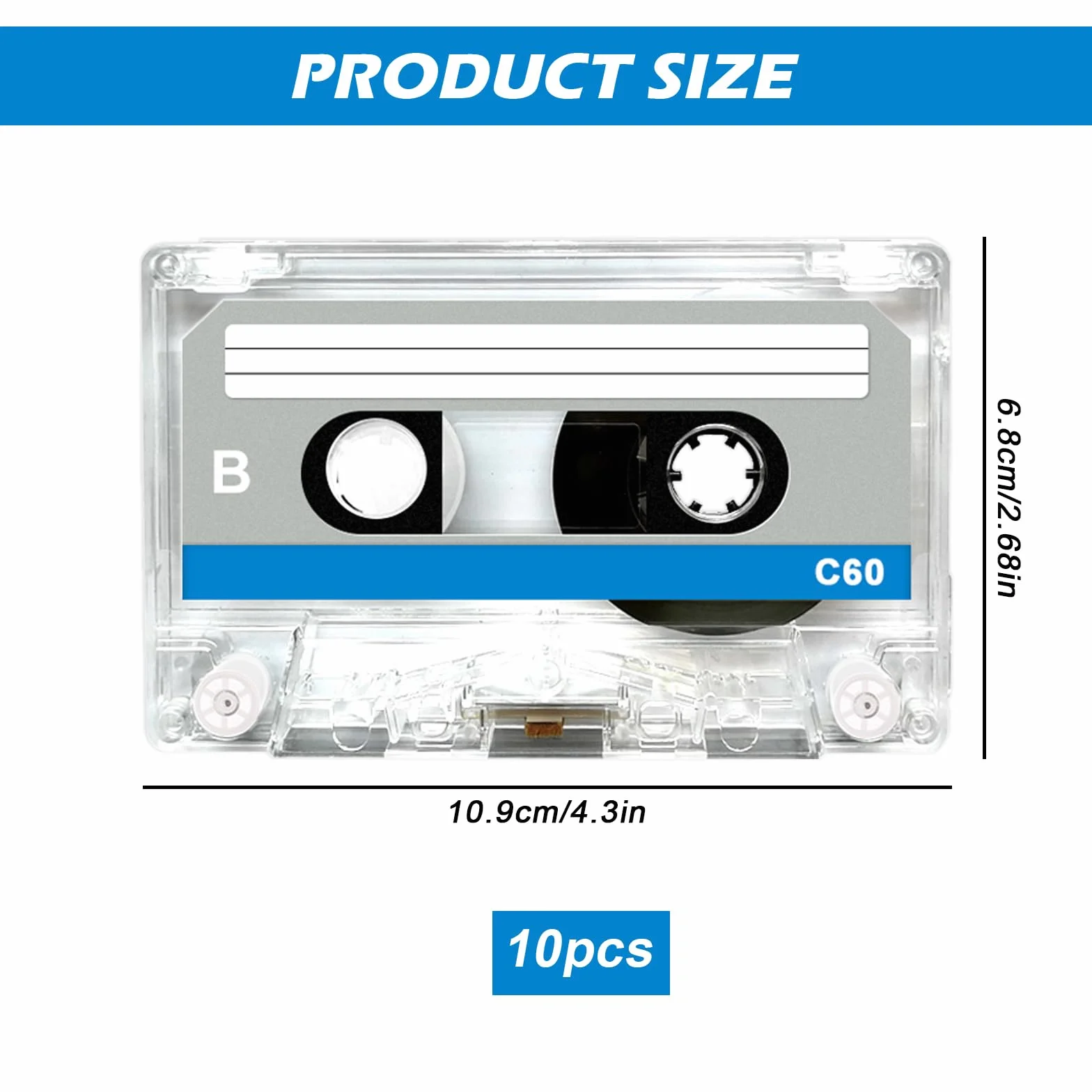 Cassettes audio 60 min vides, lot de 10, faible bruit pour enregistrement