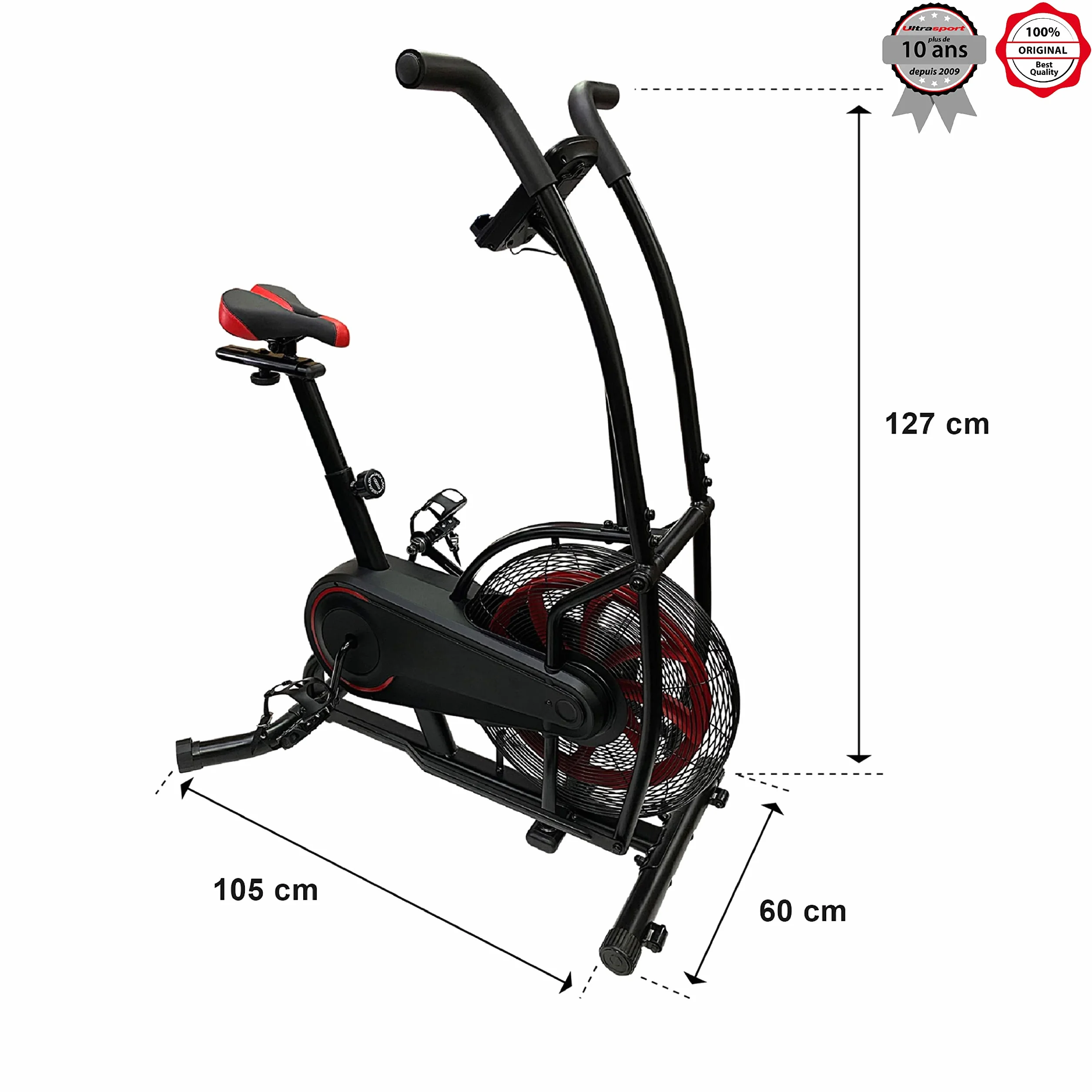 Ultrasport home trainer vélo de fitness ordinateur entraînement capteurs pouls résistance réglable 8 niveaux