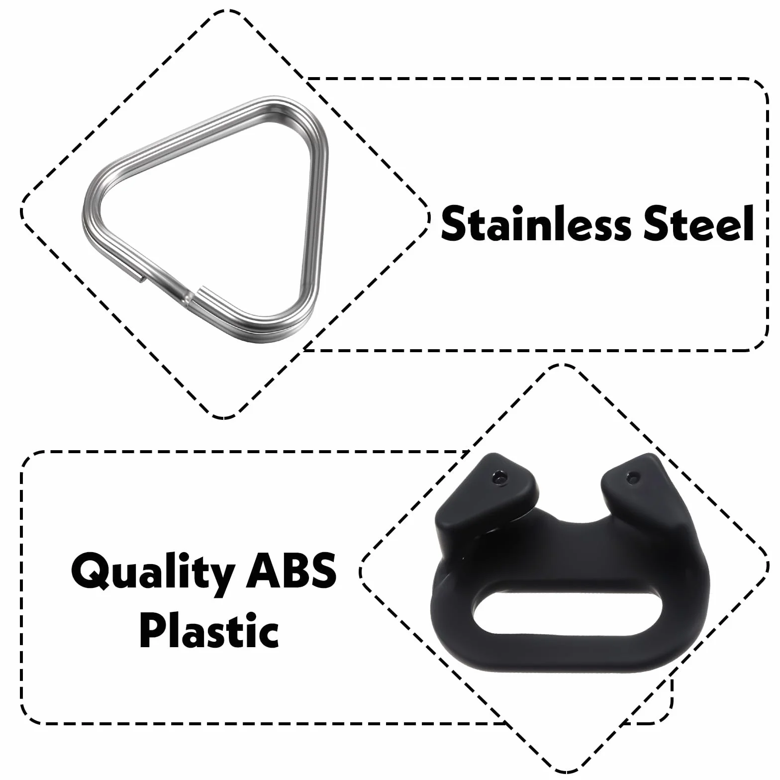 Yuanchu 6 pièces Anneaux divisés en triangle en acier inoxydable, compatible avec l'adaptateur de sangle pour appareil photo, anneau à ergot avec bague en plastique pour sangle d'épaule pour appareil