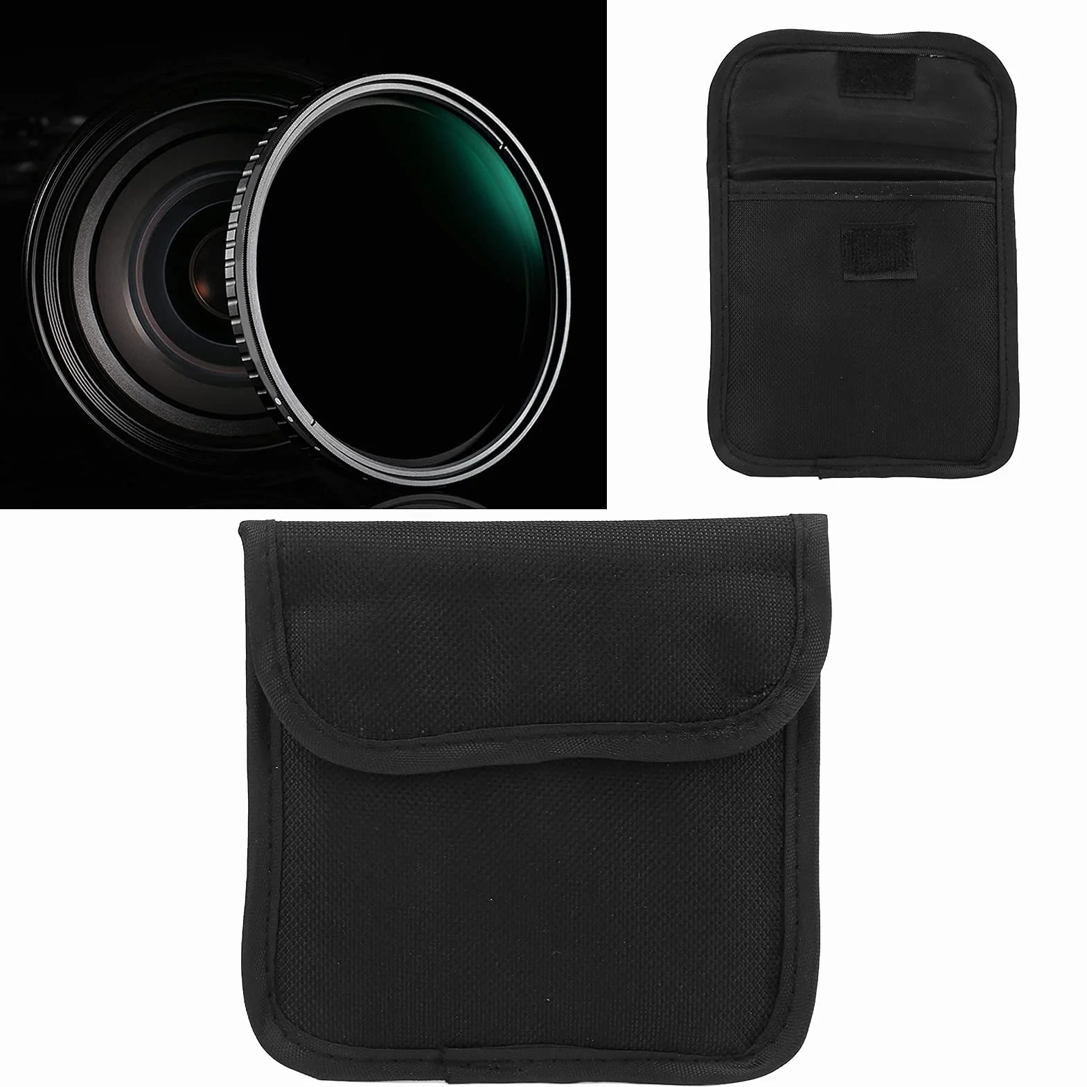 Akozon Étui de Filtre Un Filtre D'objectif de Caméra de Poche Étui de Transport en Nylon Sac de Rangement étanche pour Filtres Jusqu'à 82 Mm 1 Sac de Rangement de Filtre D'objectif de Poche
