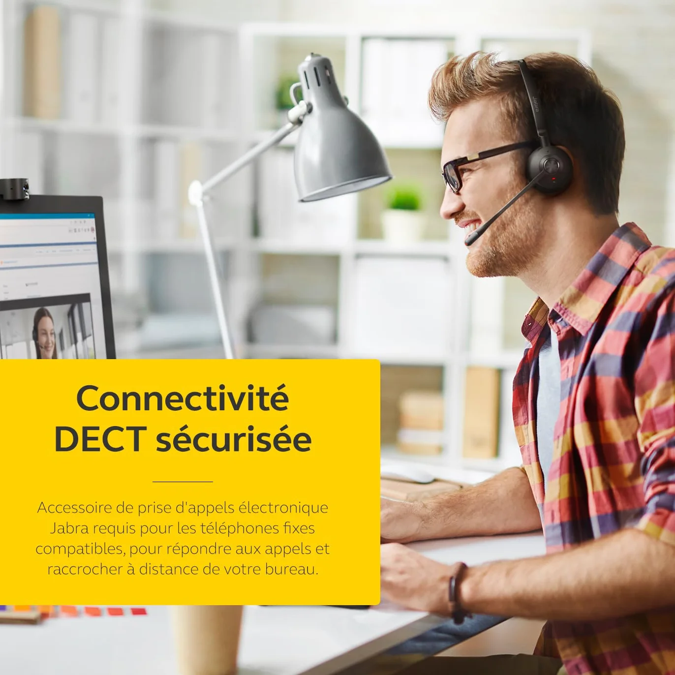 Engage 65 SE Casque Mono, Base, Alimentation électrique, câble USB-C vers USB-A de 1,5 m, câble de téléphone de Bureau, Guide de démarrage Rapide, Garantie et Avertissement (câbles de sécurité)
