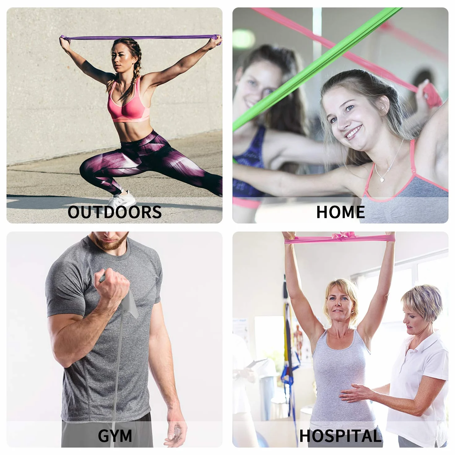 PROIRON Bandes Élastiques de Résistance en Latex Naturel pour Fitness, Musculation, Étirement, Yoga, Pilates (2M)