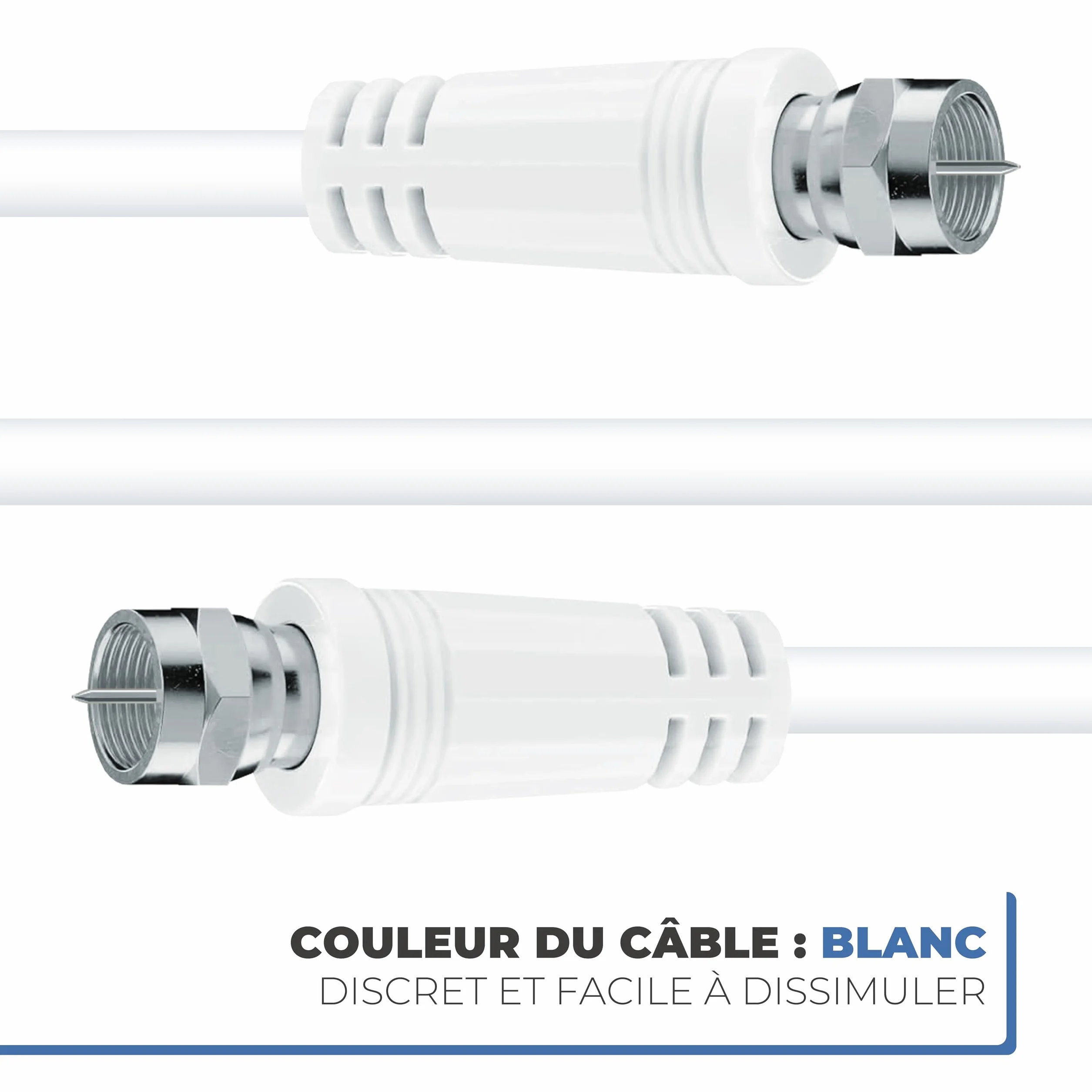 APM Câble Coaxial Satellite Fiche F Mâle, 10M + Adaptateur Fiche F Femelle vers Coaxial 9.52mm Mâle, Compatible TV Parabole Antenne Modem Satellite, 409007