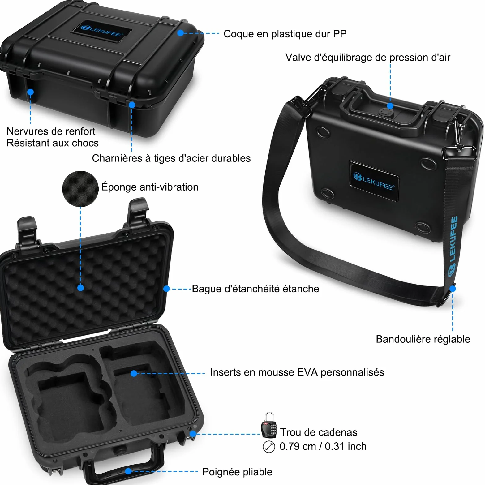 LEKUFEE Boîte Rigide étanche et Portable pour Drone DJI Neo 1, Bundle Fly More DJI Neo 1, télécommandes RC-N3, RC-N2 et Accessoires (étui Seulement)