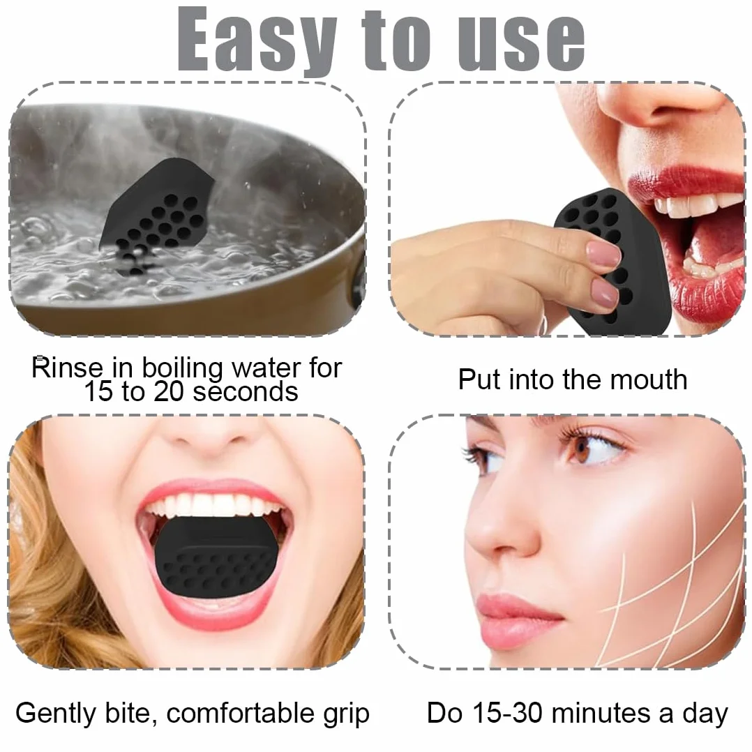 Jaw Trainer 6 Pièces Silicone Hommes Femmes Musculation Machoire Double Menton