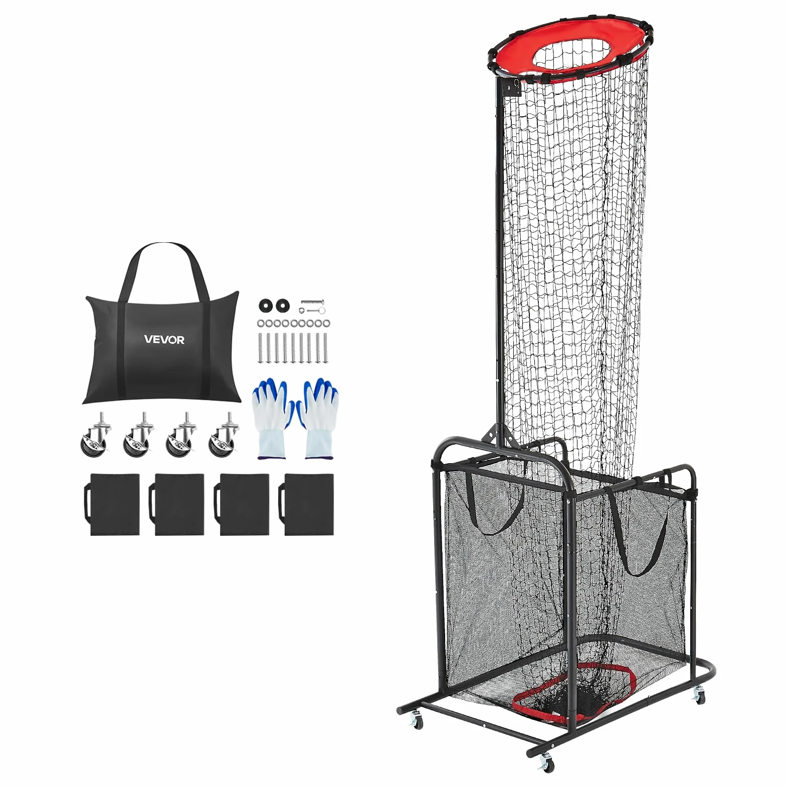 VEVOR Système de filet d'entraînement de volley-ball 20,3 x 3,7 x 3,4 m filet portable 14 filets