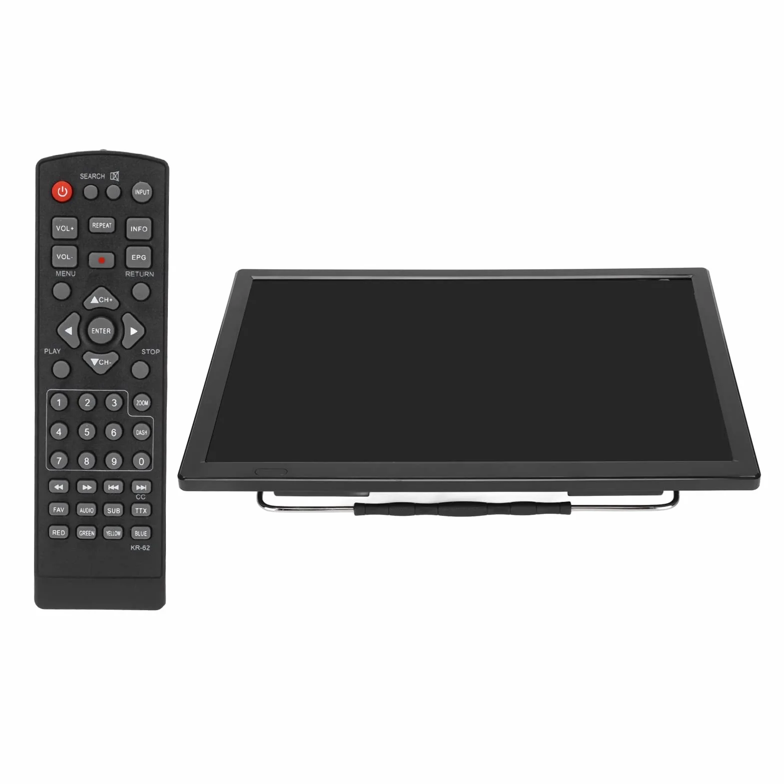 Moniteur de Télévision Numérique Portable de 16 Pouces TV HD 1080p à Piles, Prise en de la Vidéo 1080p MKV MOV AVI WMV MP4 Radio FM avec Support pour en Voiture en Plein Air